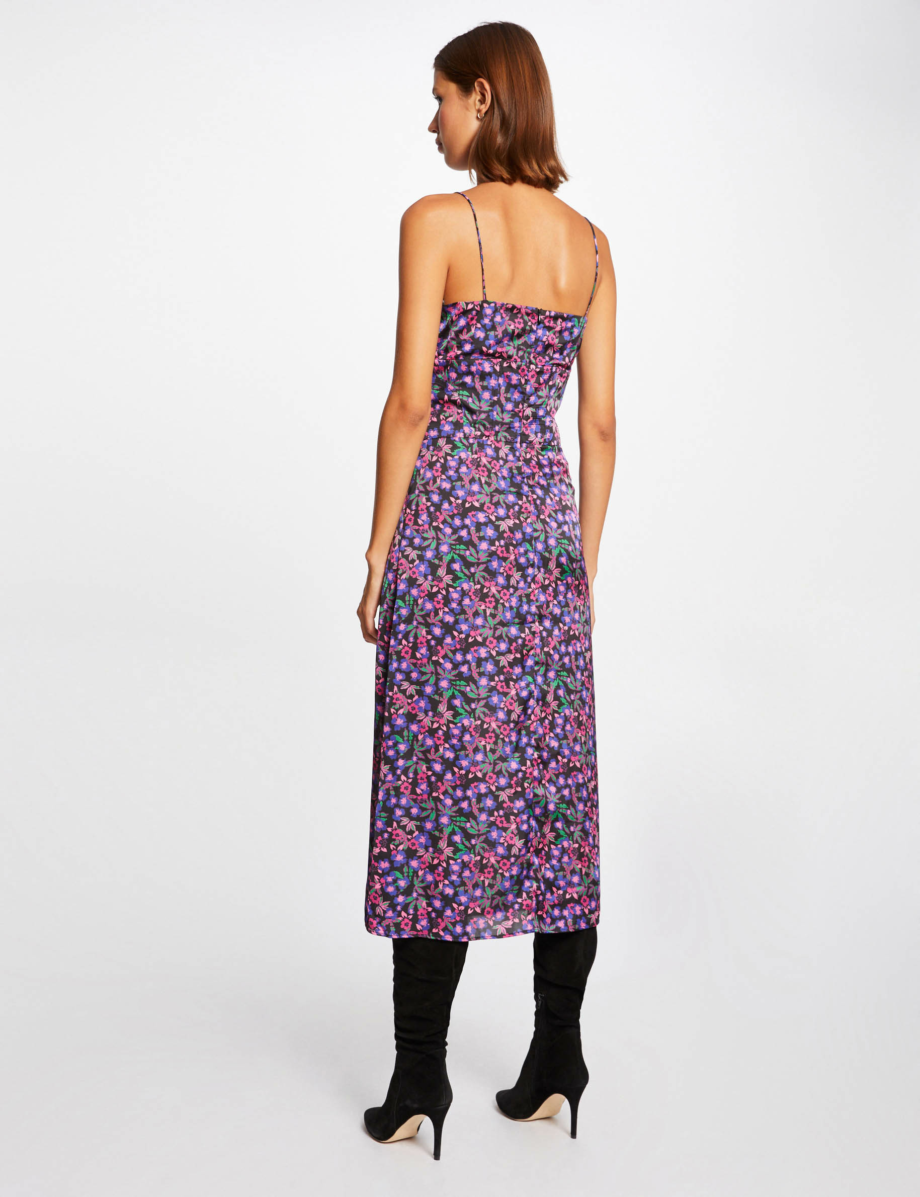 Robe midi droite imprimé floral multico femme