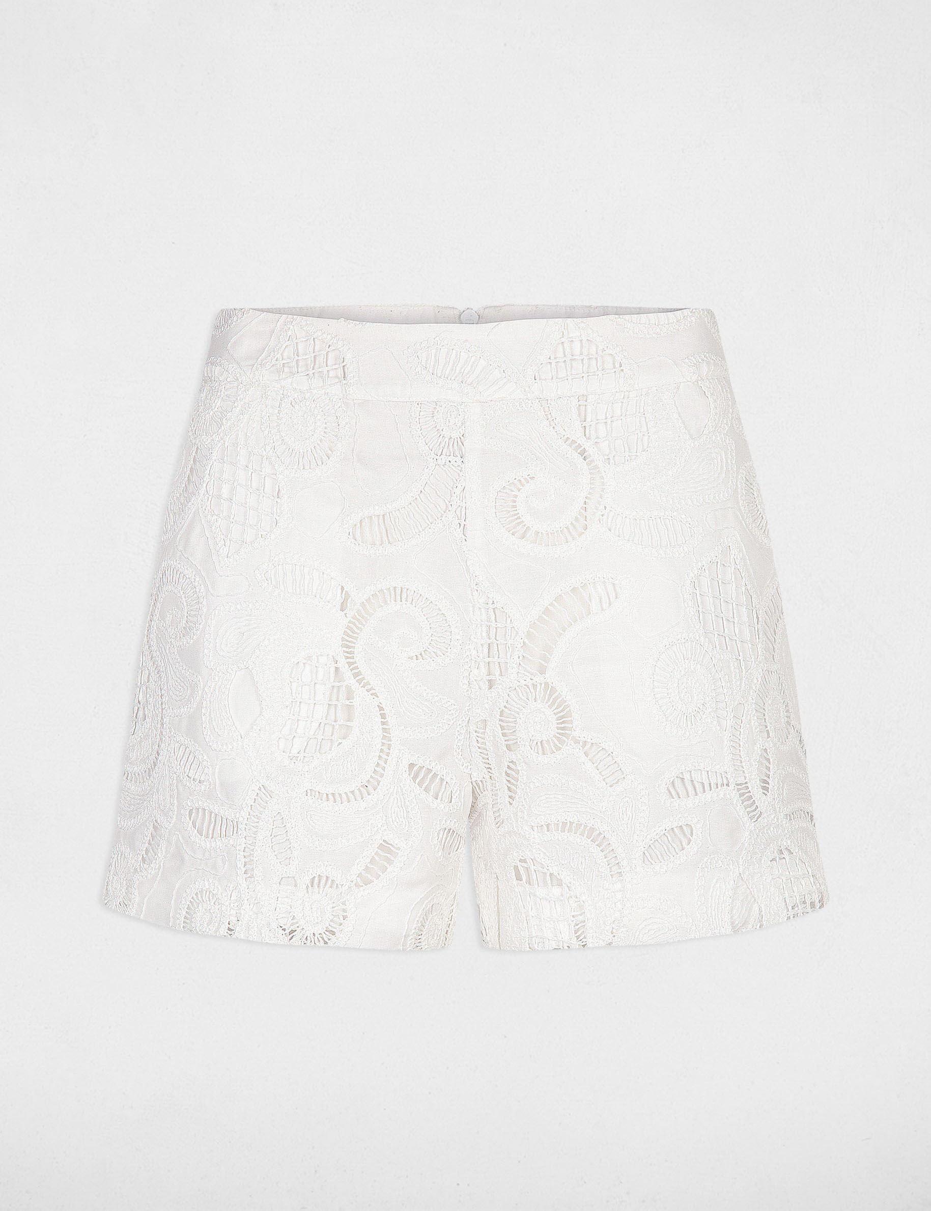 short ajuste broderie anglaise ecru femme Short ajusté broderie anglaise ecru femme