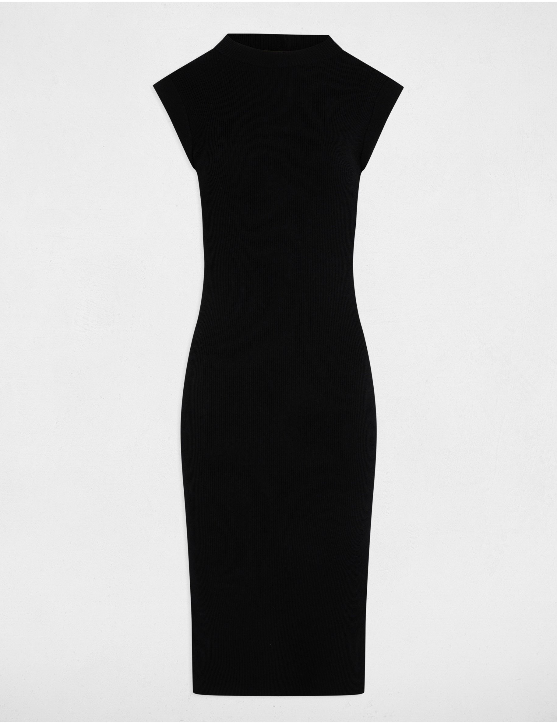 Robe tricot courte ajustée noir femme