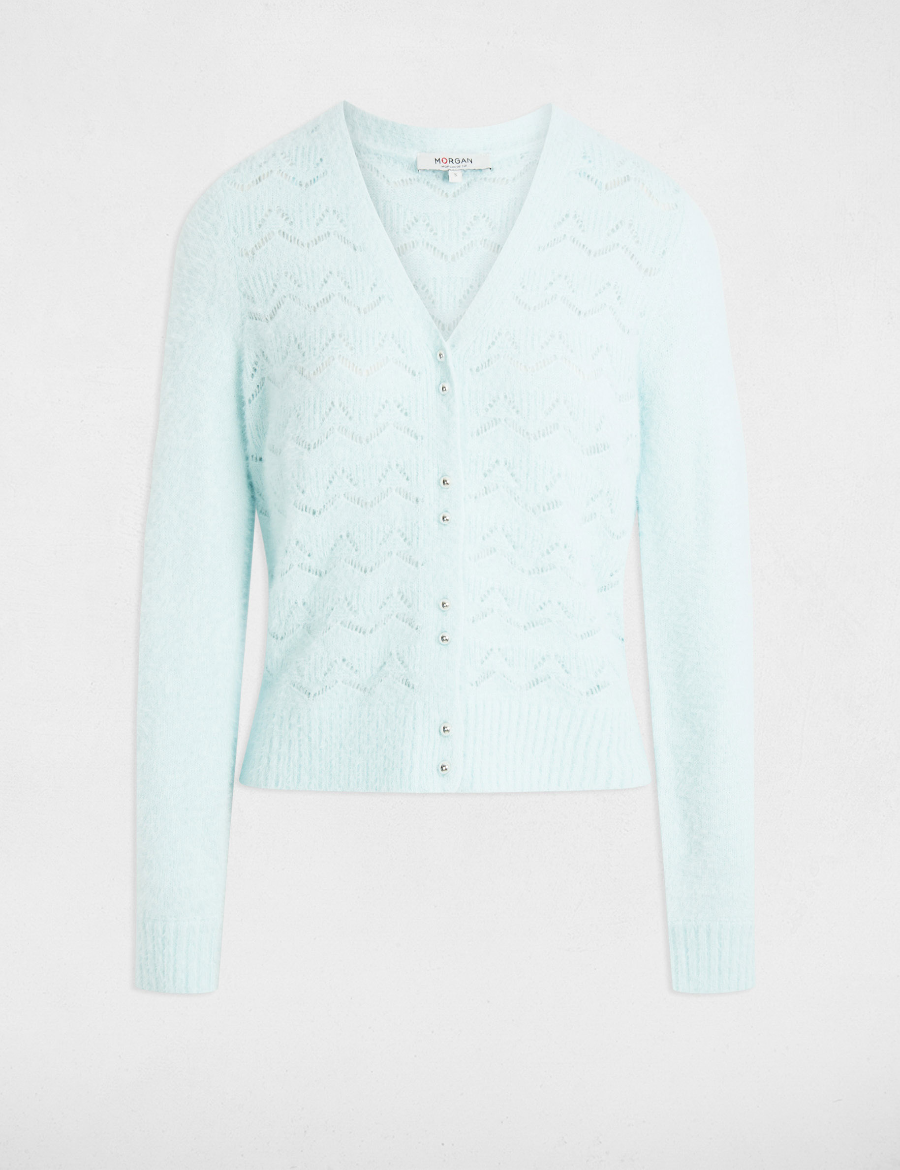 Getextureerd vest met V-hals hemelsblauw vrouw