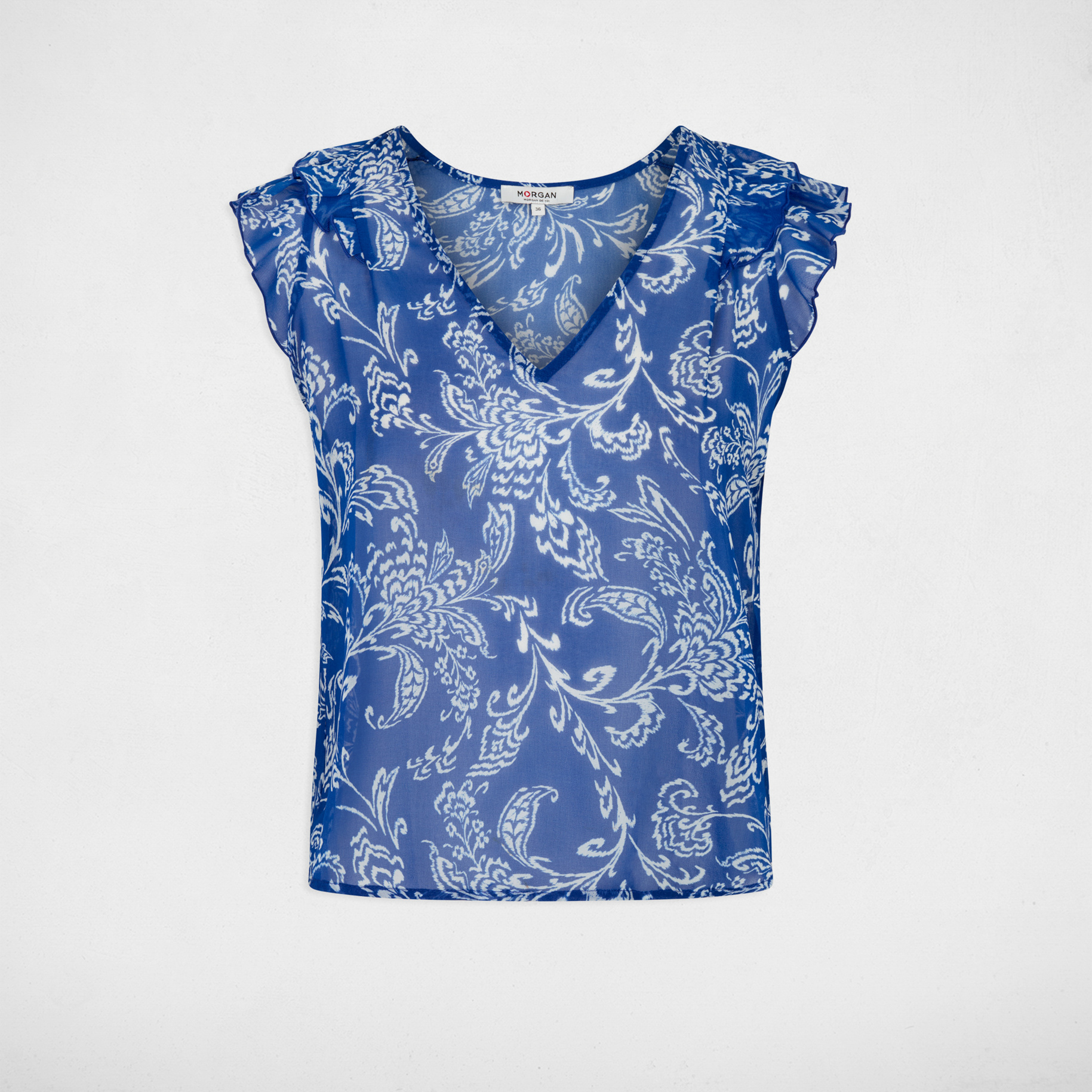 Blouse voile sans manches multicolore femme