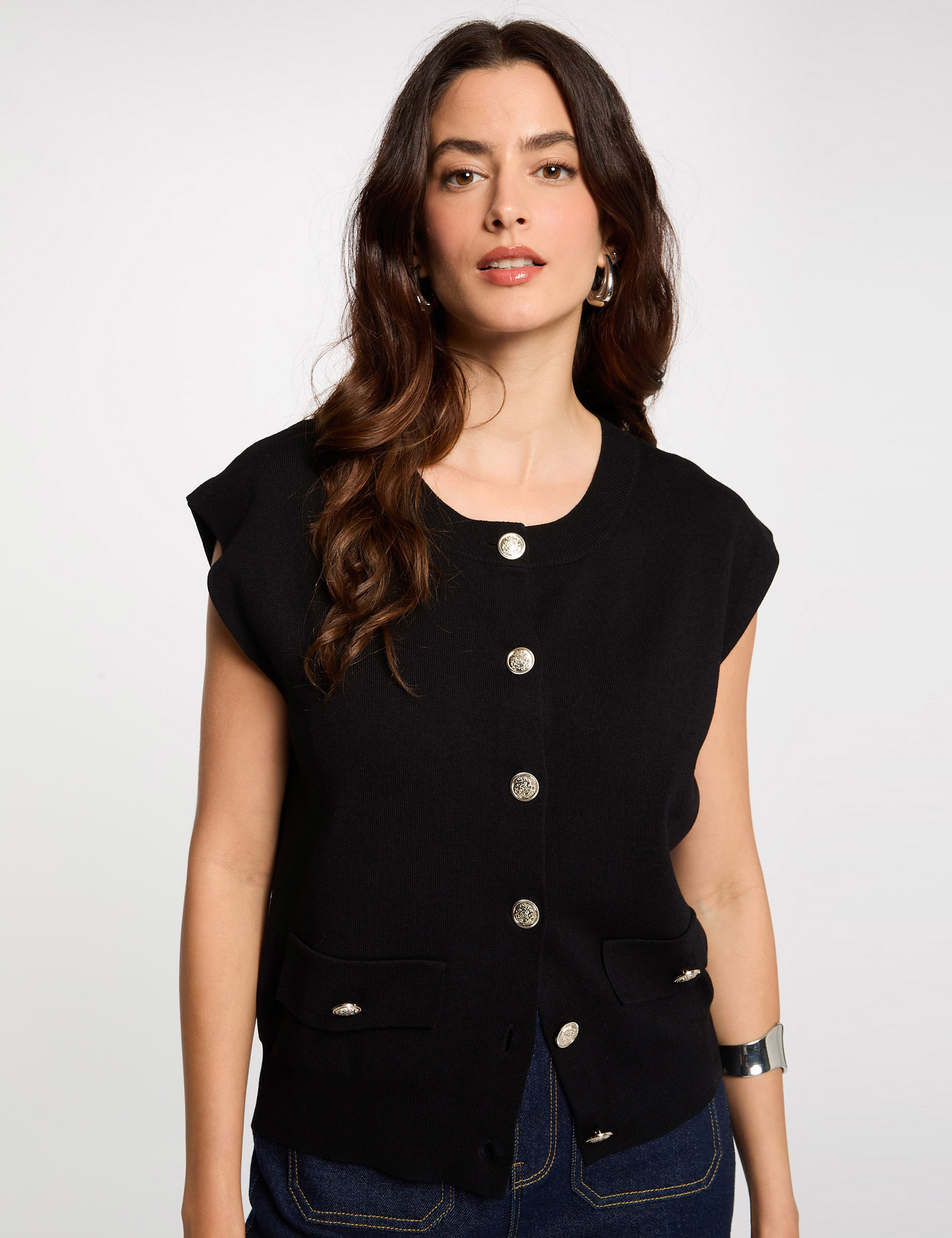 mouwloos vest zwart vrouw Mouwloos vest zwart vrouw