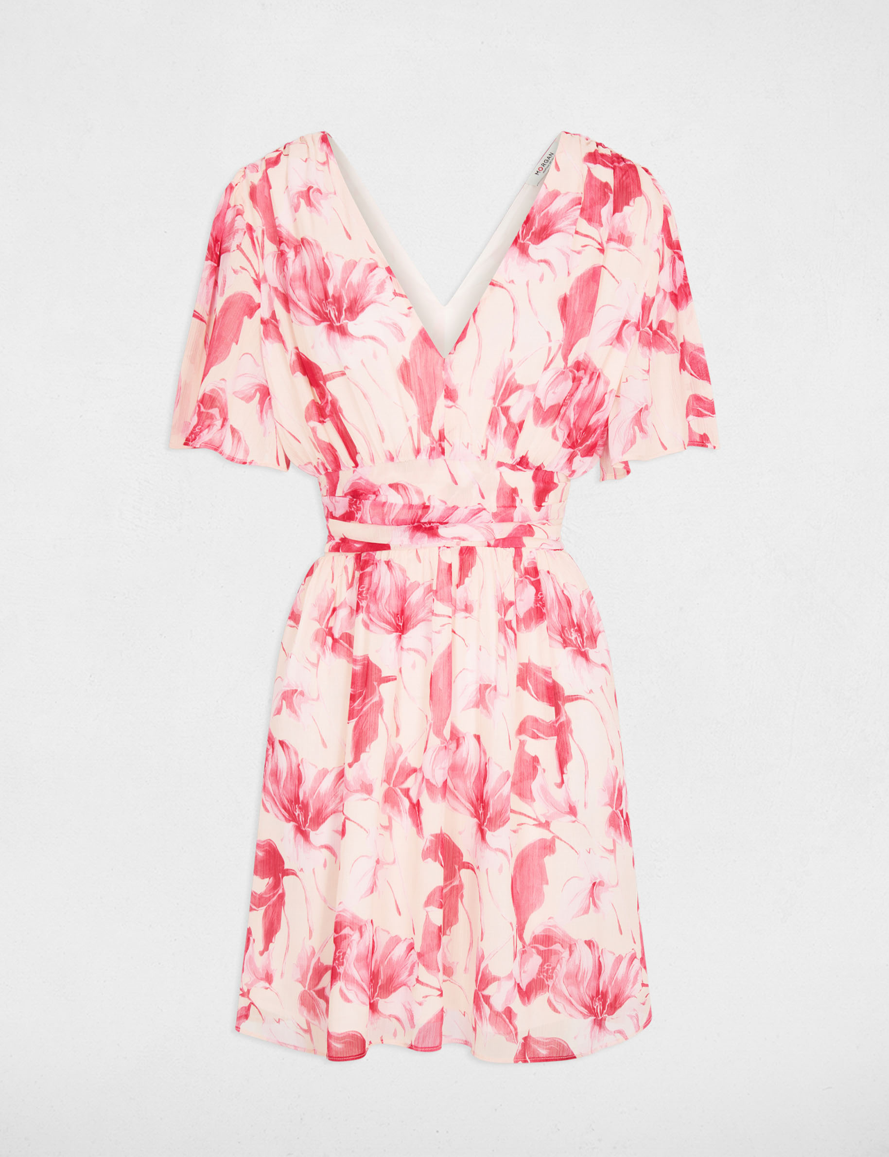 Robe cache-coeur manches volant&eacute;es multicolore femme