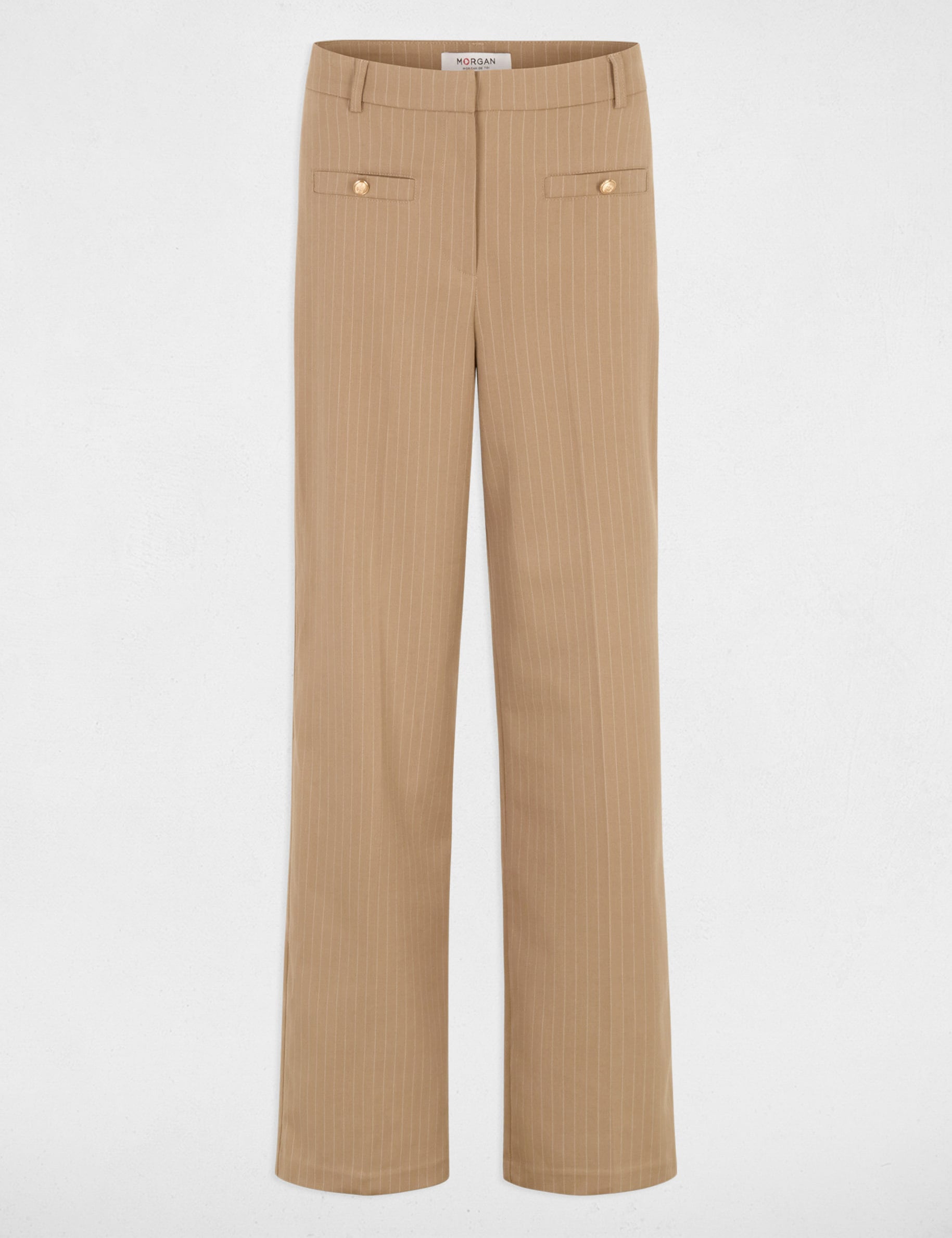 Hoge taille rechte broek taupe vrouw