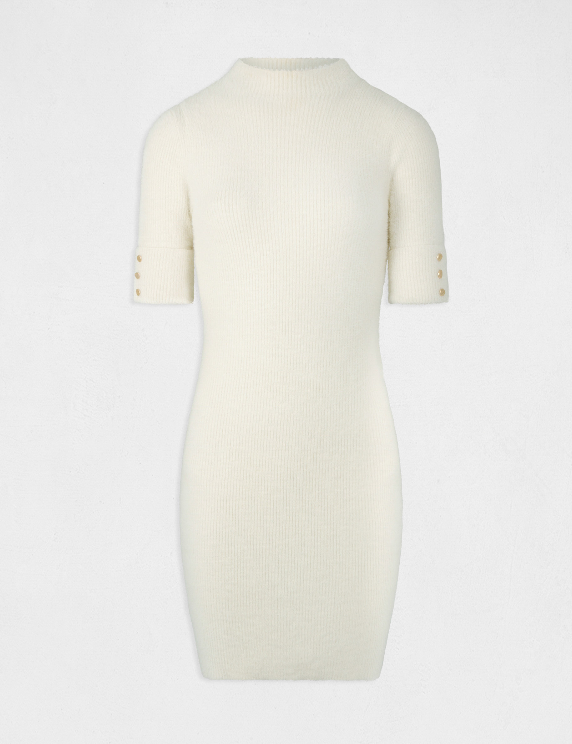 robe pull ajustee manches courtes ivoire femme Robe pull ajustée manches courtes ivoire femme