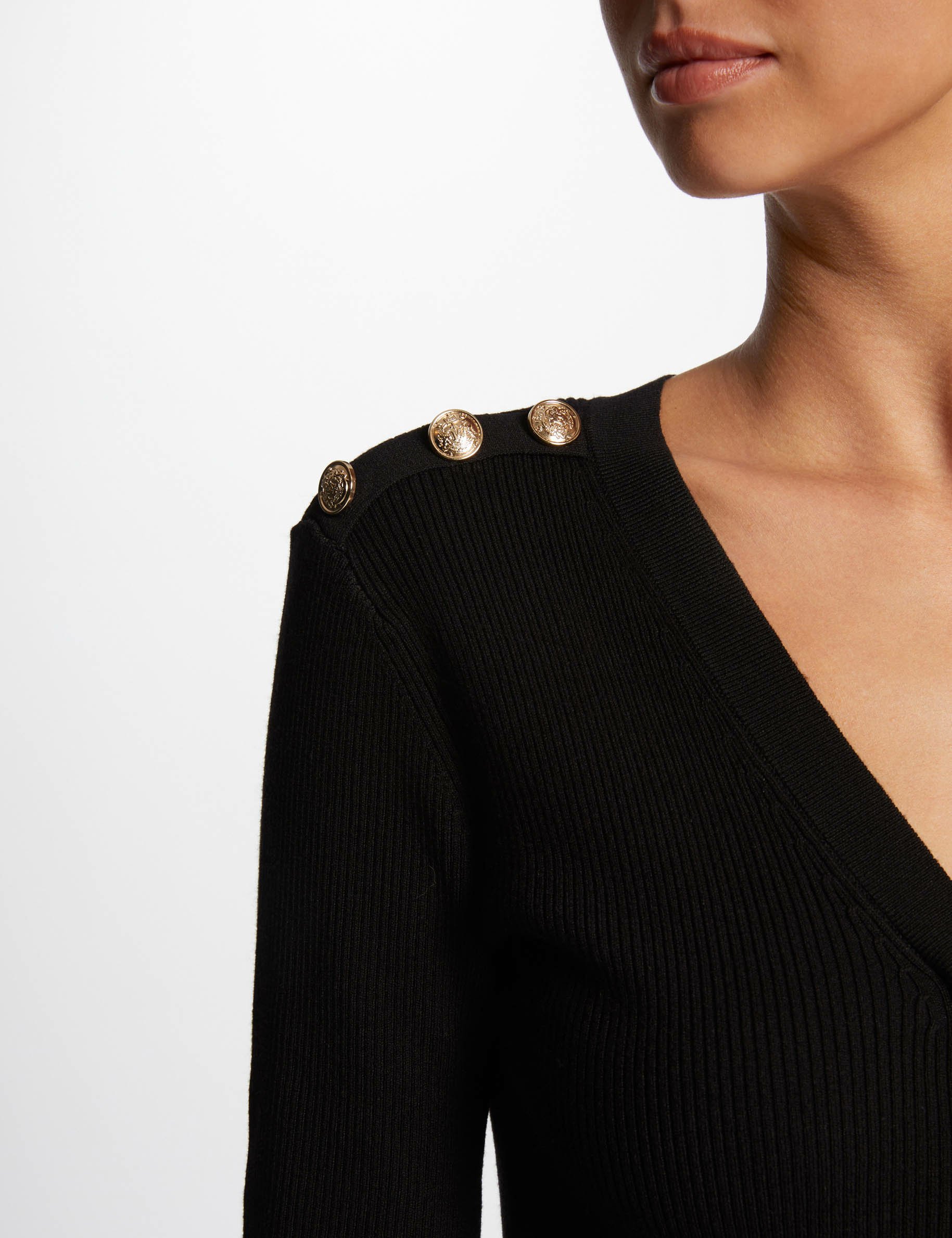 Robe tricot midi ajust&eacute;e noir femme