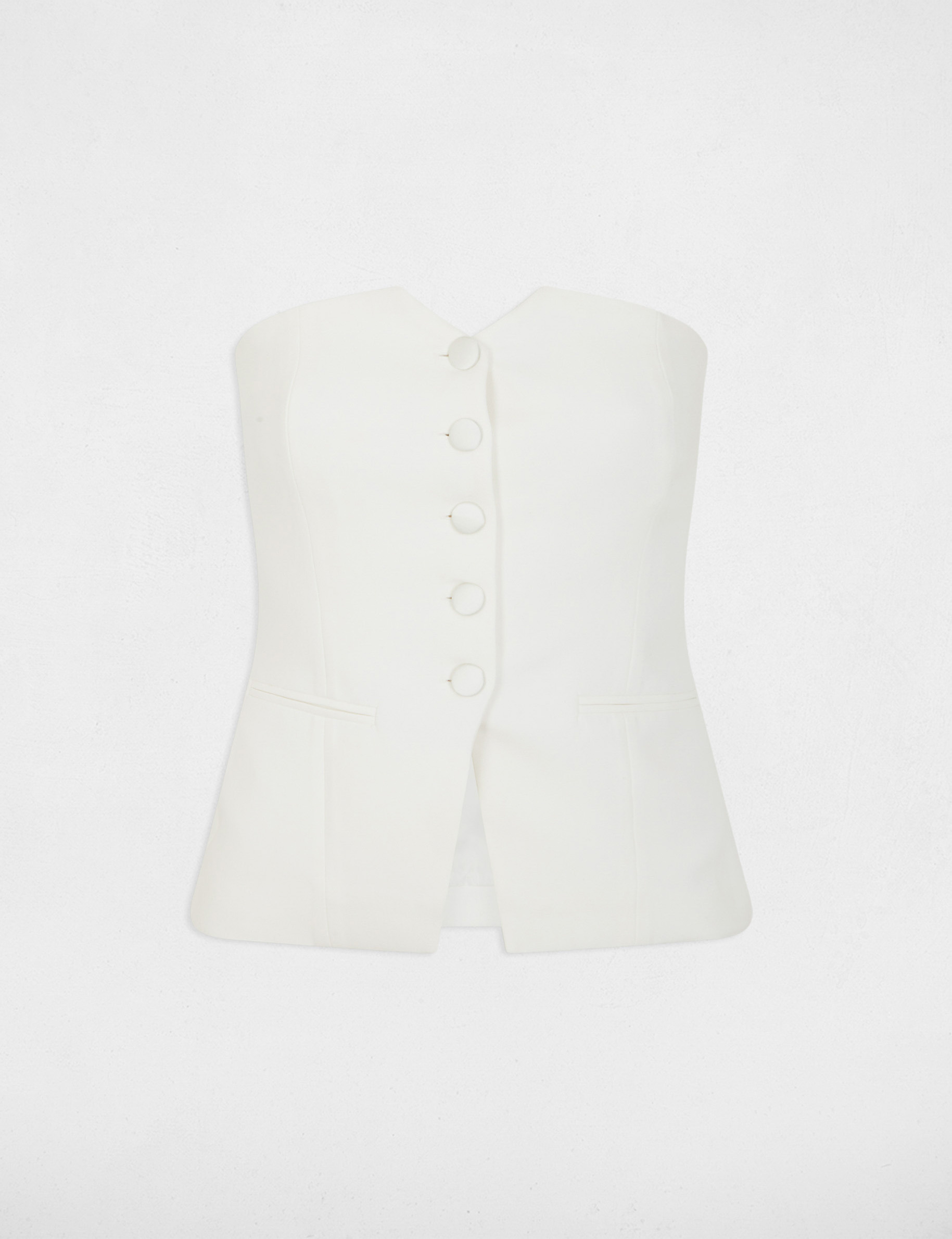 Getailleerde bustier met knopen helder wit vrouw