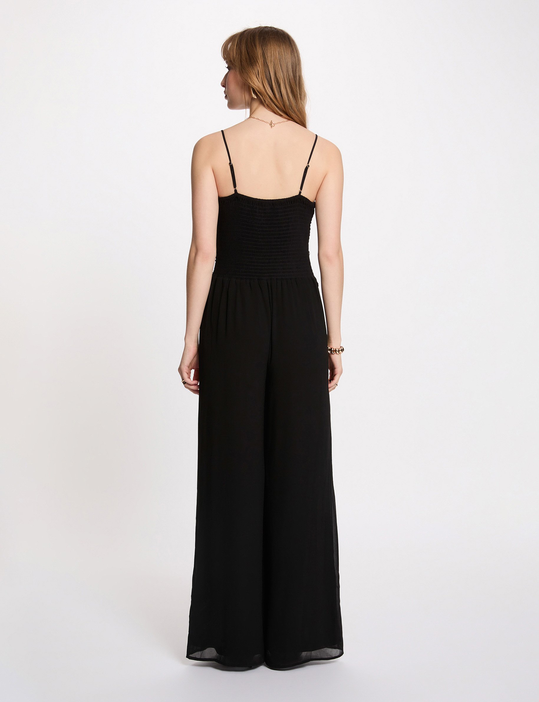 Combinaison dentelle col v noir femme