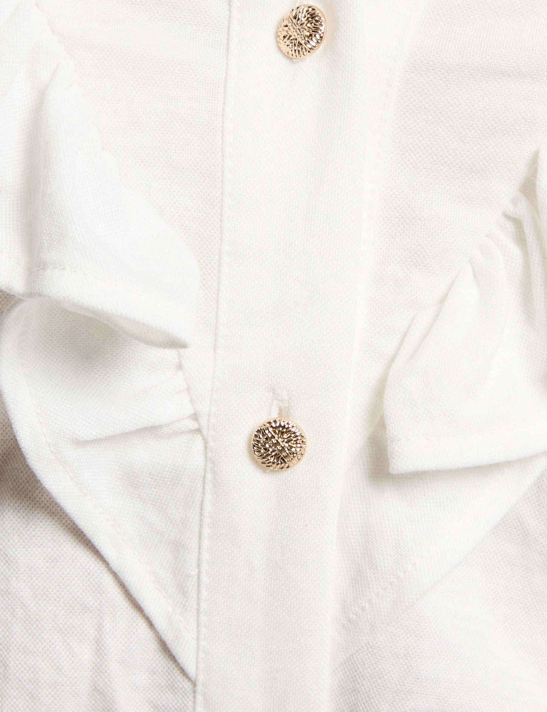 geplooid shirt met knopen helder wit vrouw null