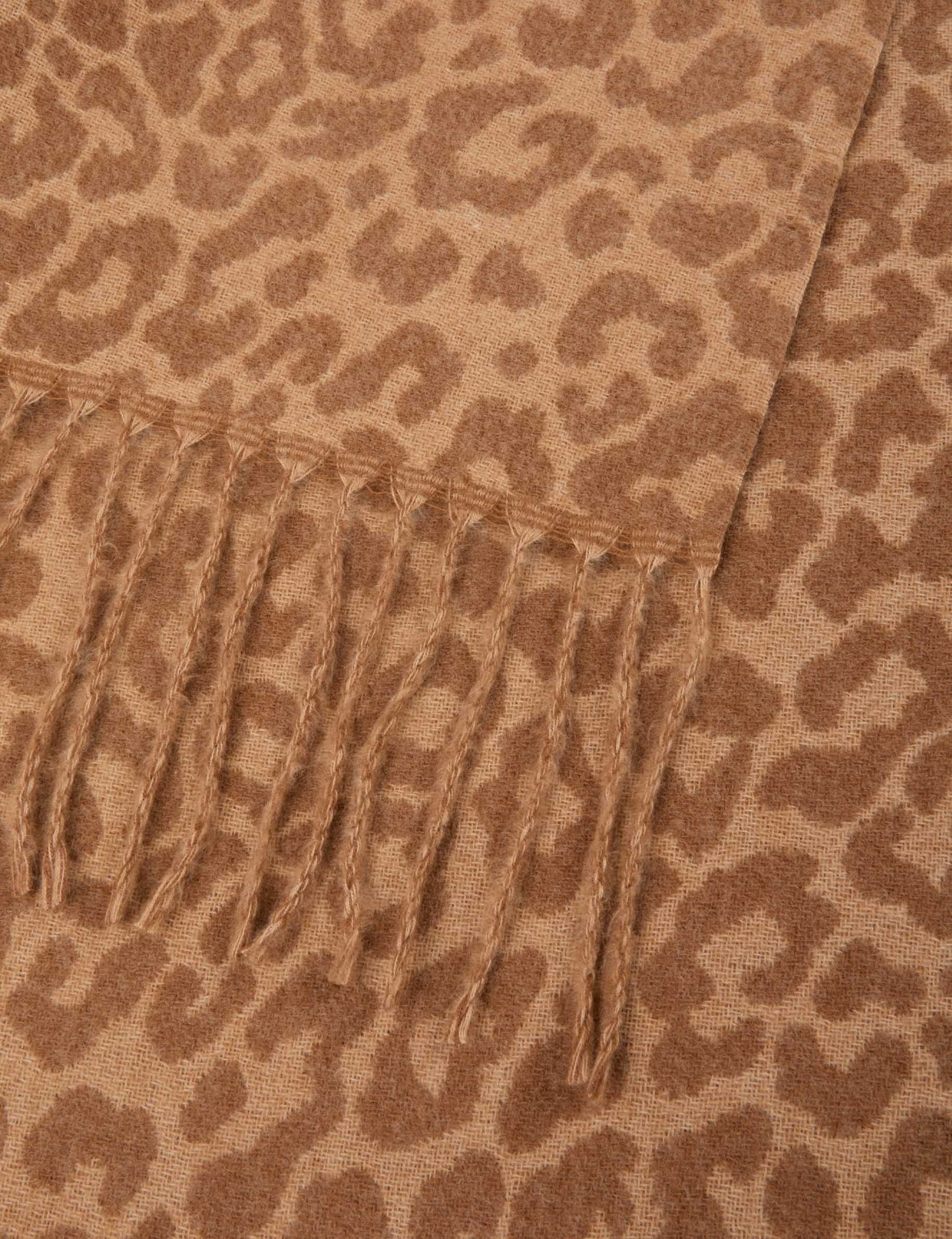 Sjaal met dierenprint beige vrouw