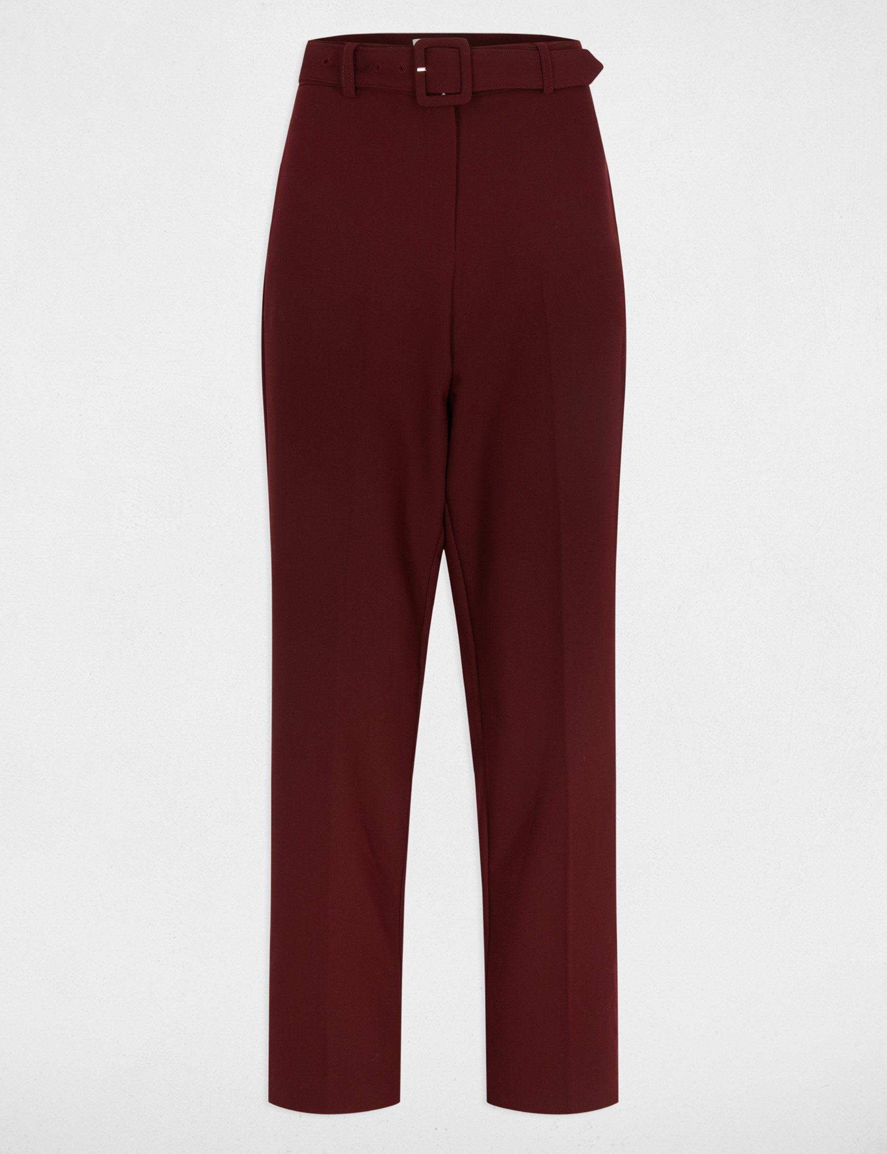 pantalon droit taille haute prune femme Pantalon droit taille haute prune femme
