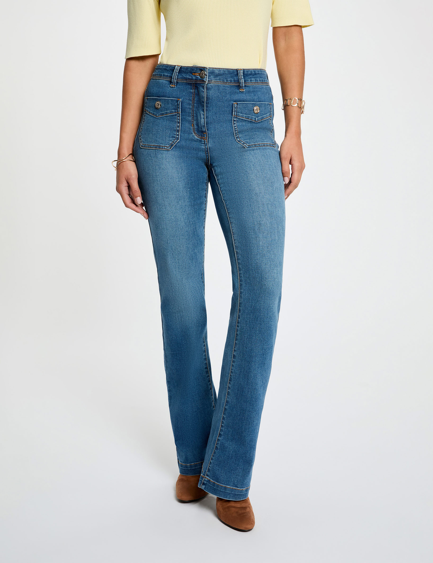 Bootcut jeans stone washed denim vrouw