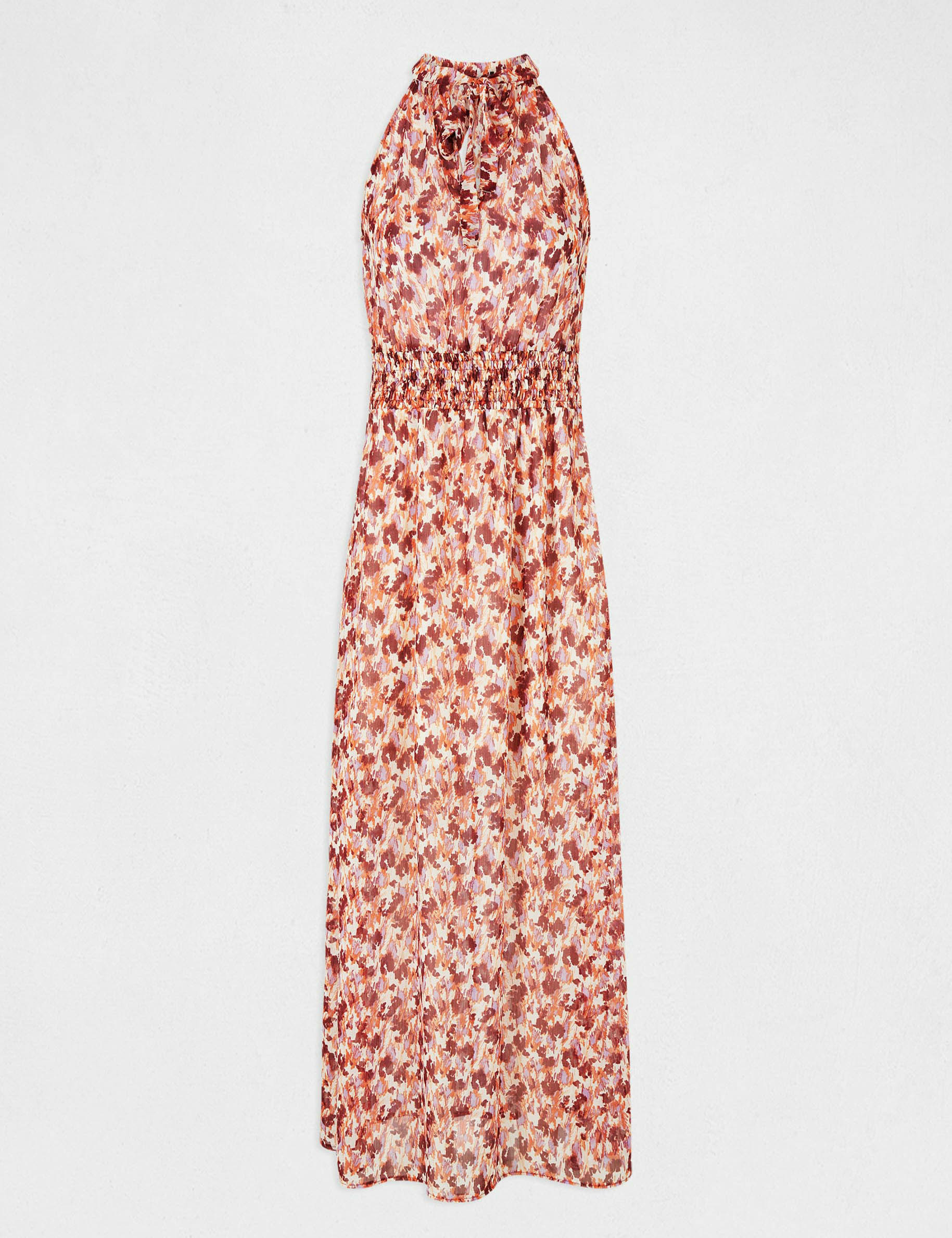Robe longue droite imprimé abstrait multico femme