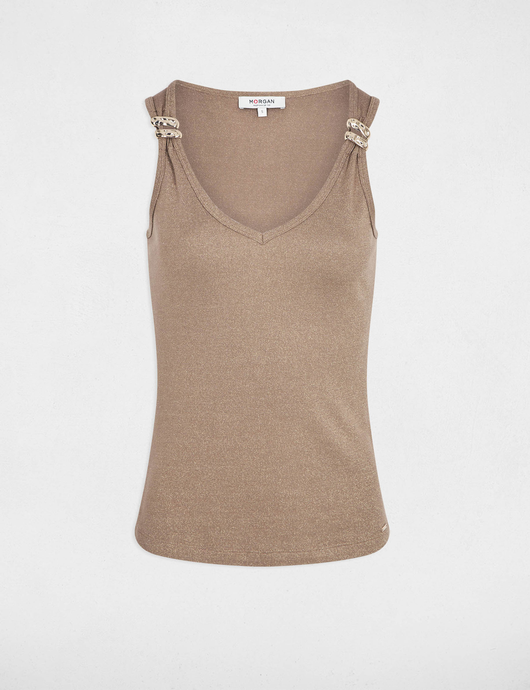 Getailleerd V-hals tanktop taupe vrouw