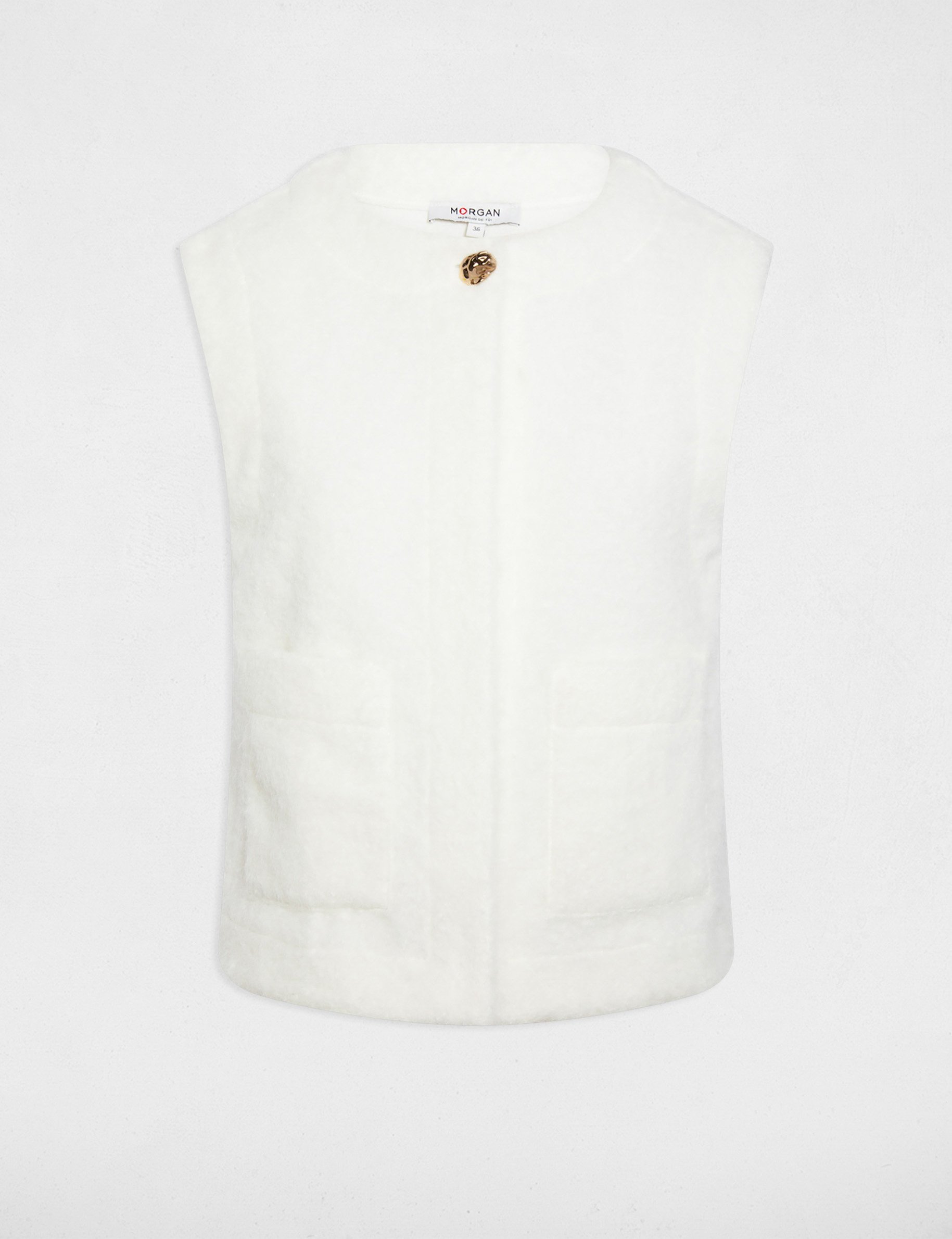 Veste sans manches ivoire femme