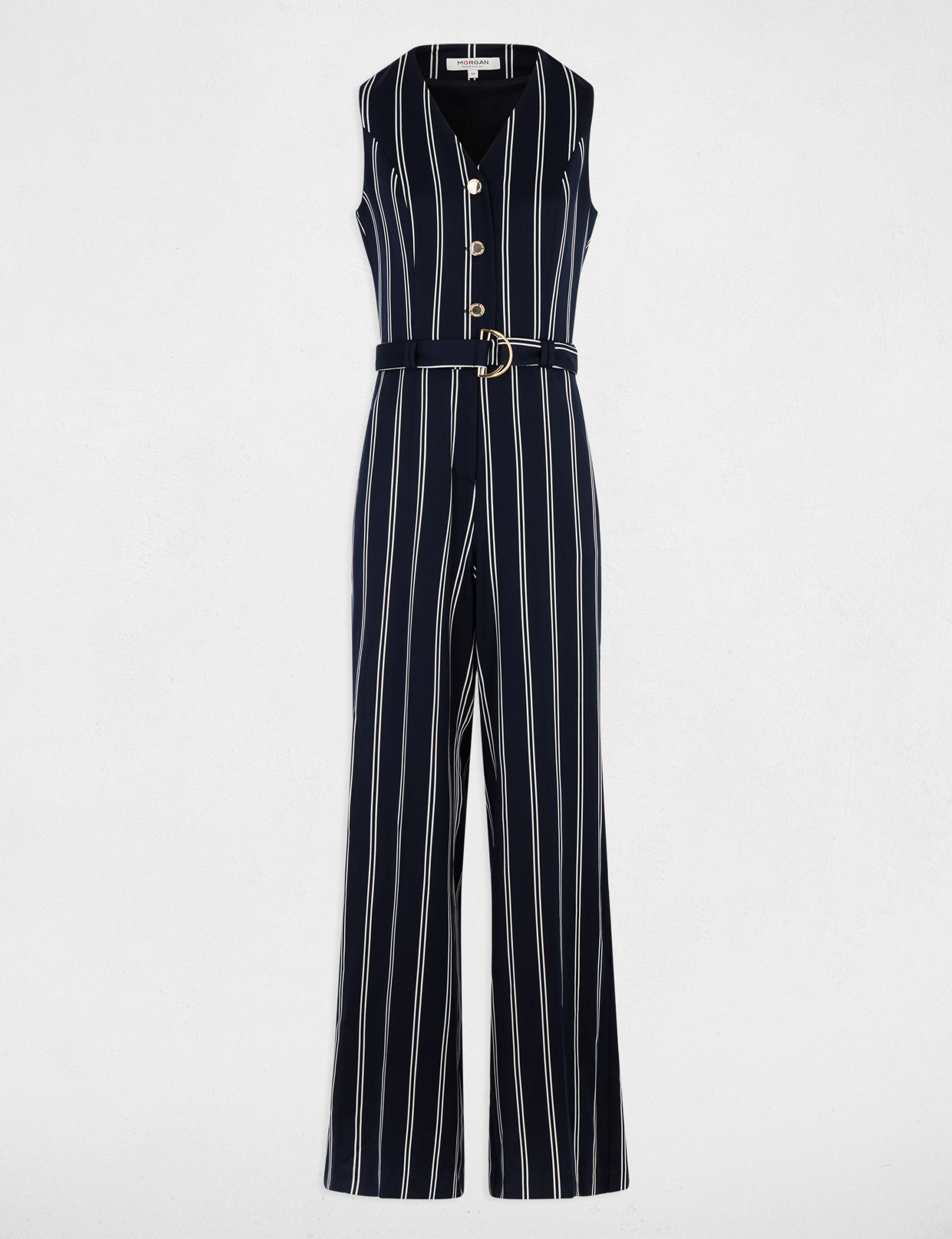 Combinaison sans manches col v bleu marine femme