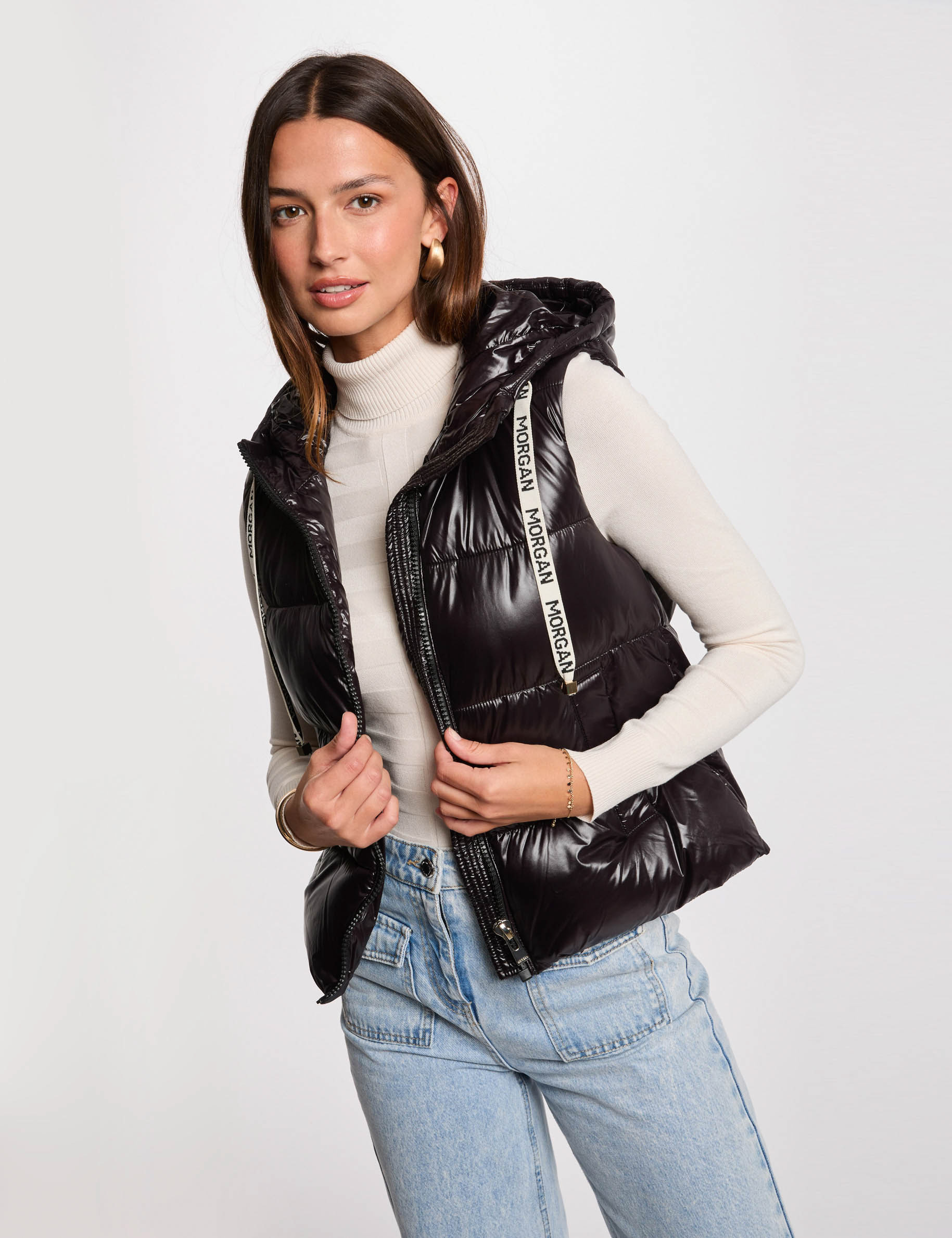doudoune aspect vinyle noir femme Doudoune aspect vinyle noir femme