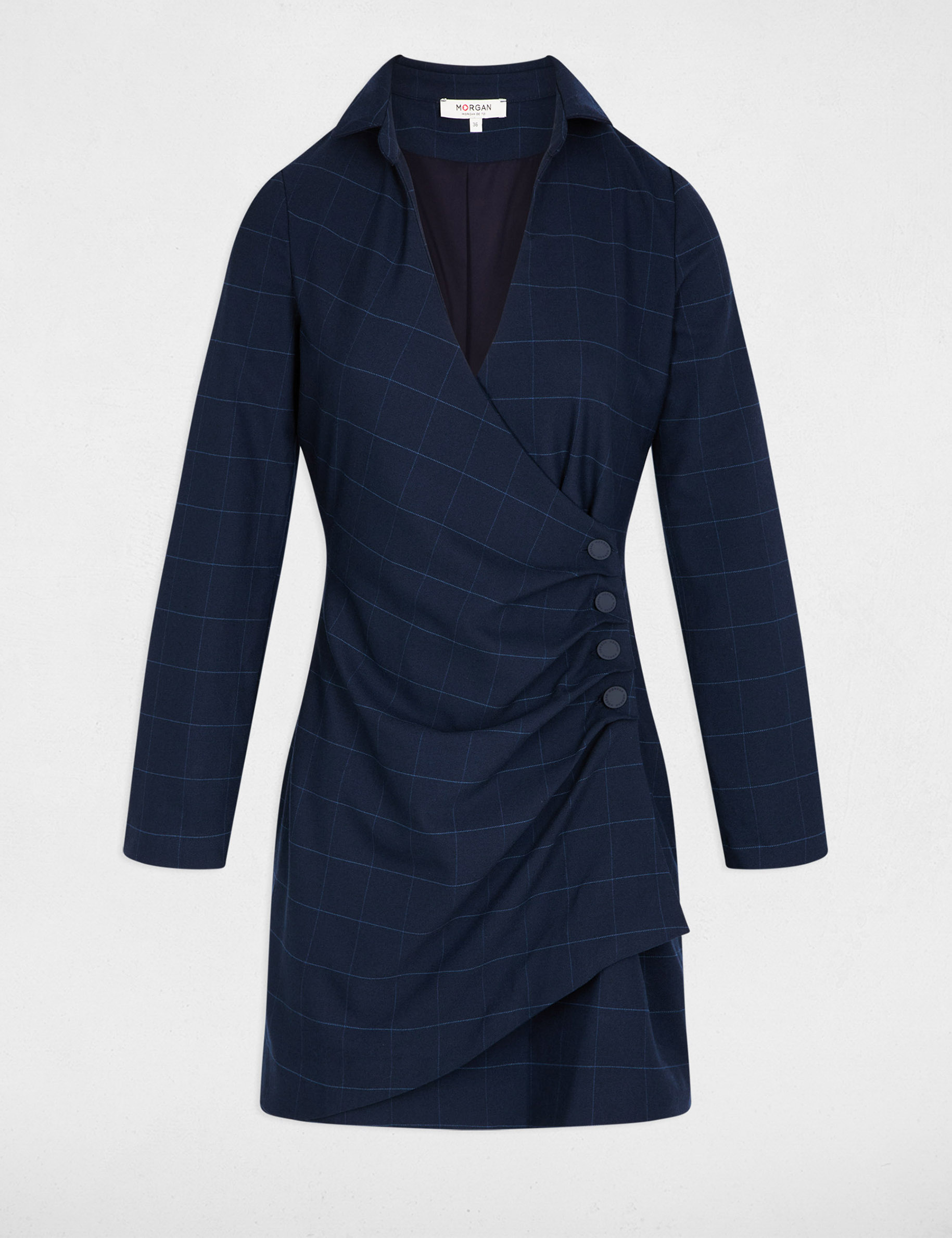 Robe courte portefeuille bleu marine femme