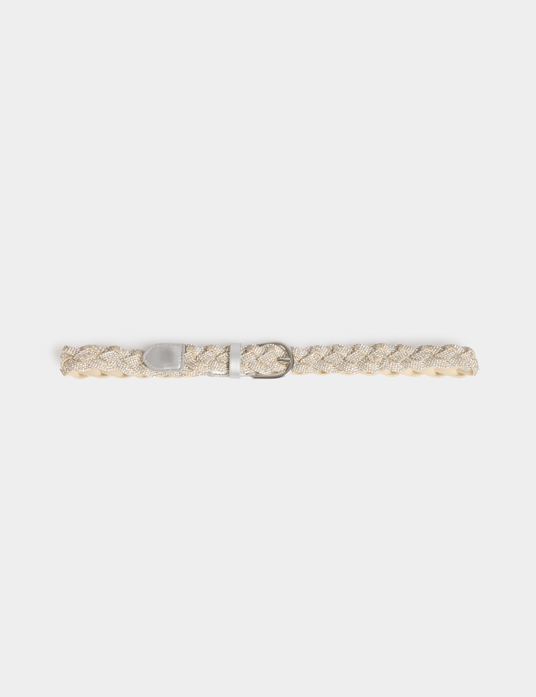 gevlochten riem met strass couleur argent vrouw Gevlochten riem met strass couleur argent vrouw
