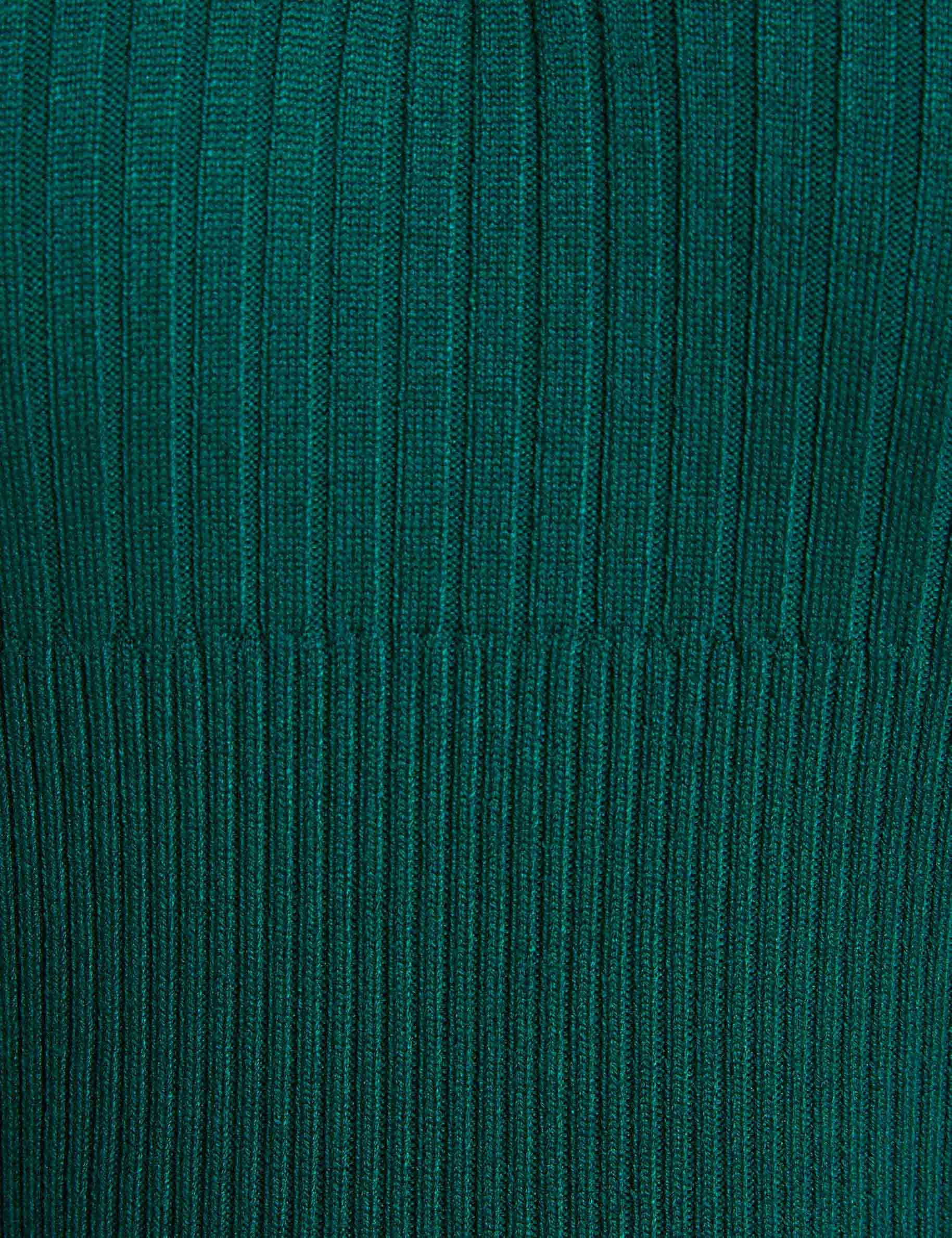 Pull col &agrave; revers vert femme