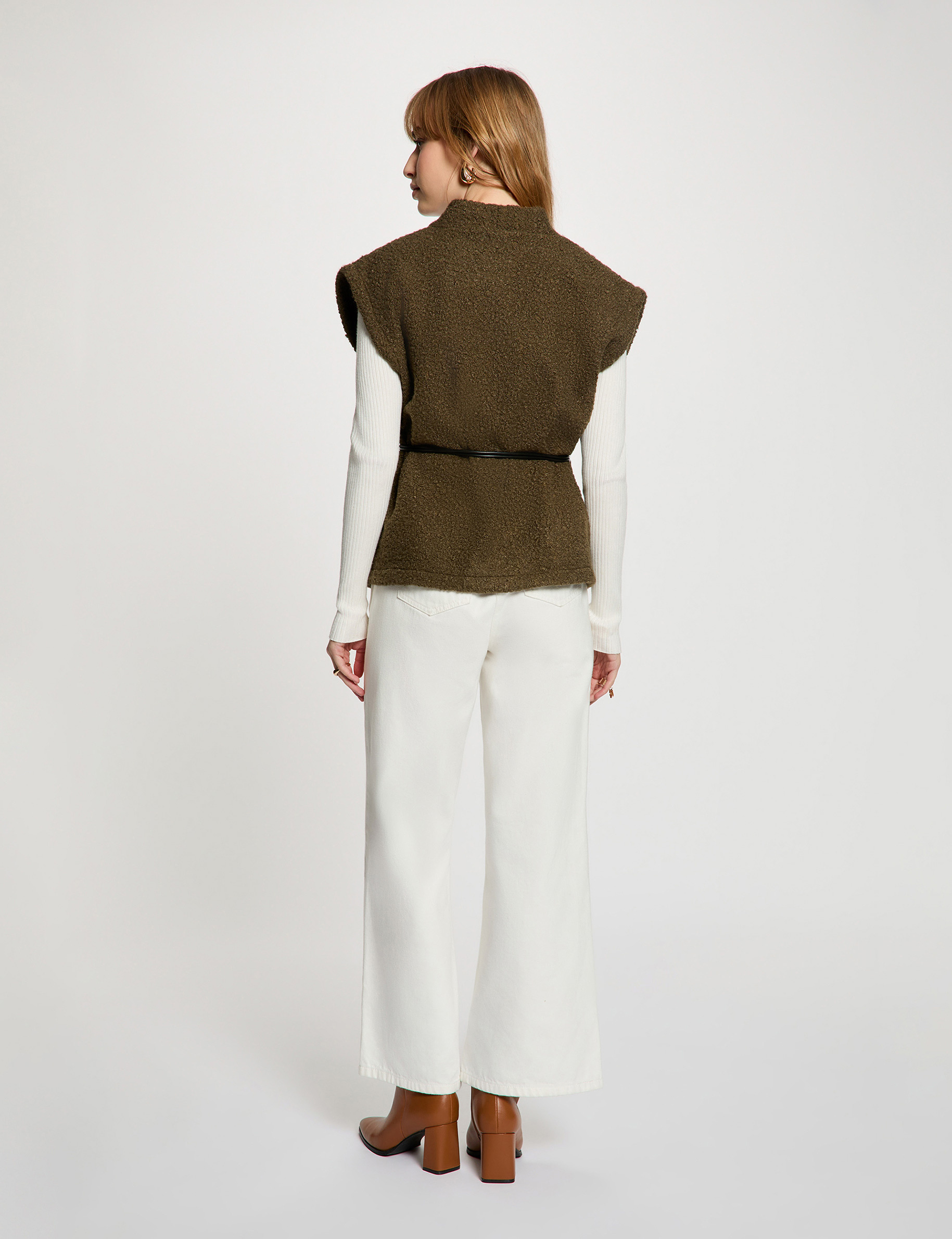 Veste sans manches vert kaki femme