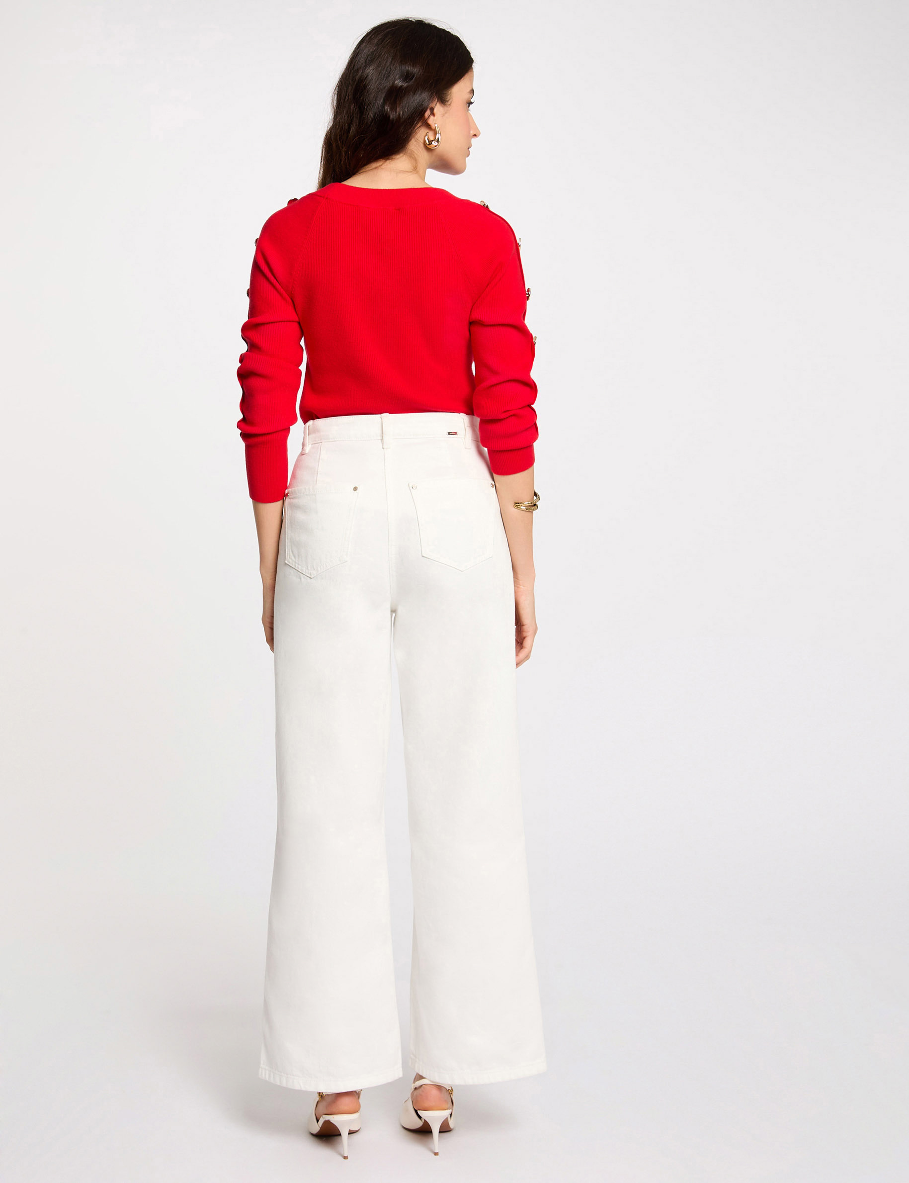 Pull col bateau rouge femme