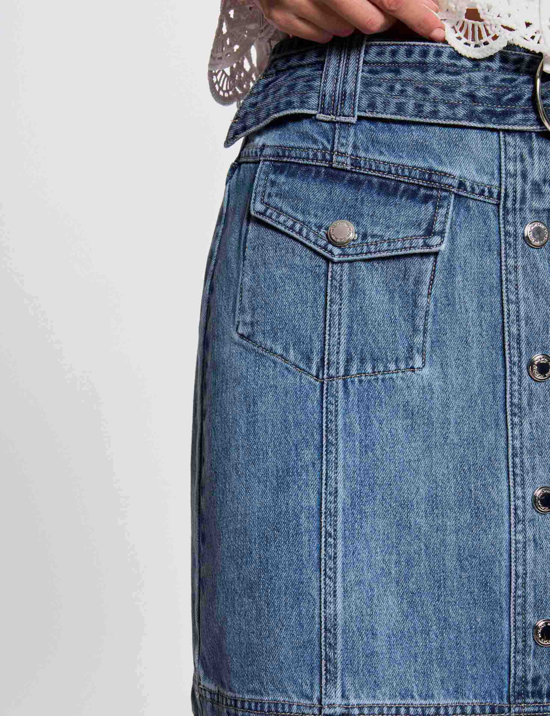Jupe courte en jean denim stone femme