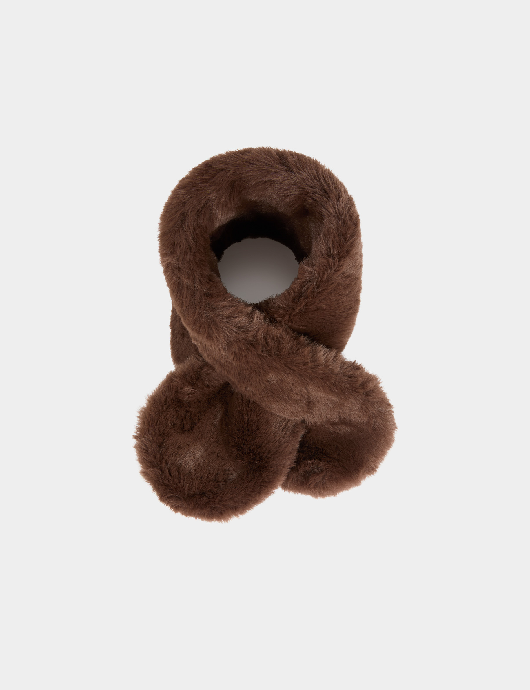 &Eacute;charpe fausse fourrure marron fonc&eacute; femme
