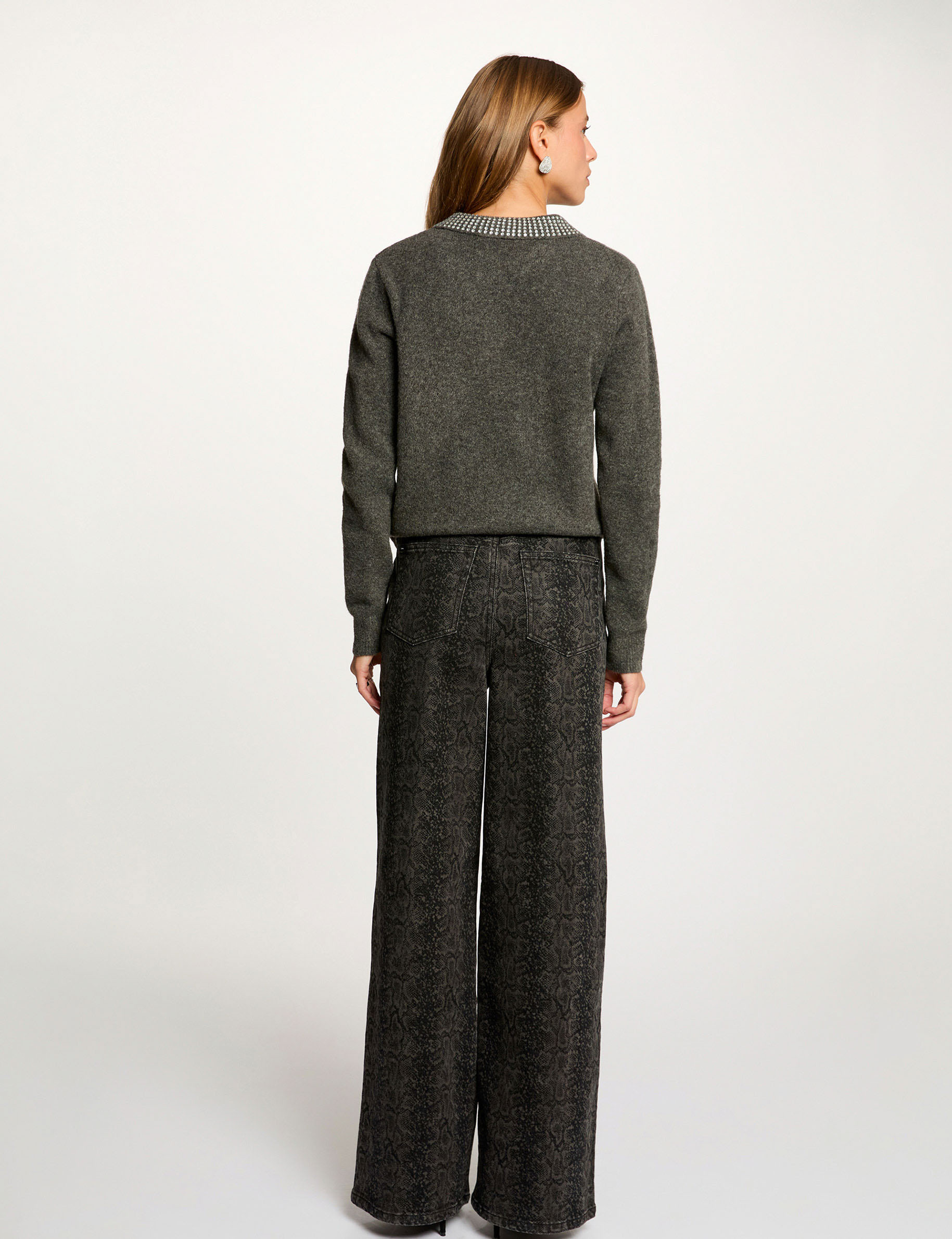 hoge taille wijde jeans meerkleurig vrouw Hoge taille wijde jeans meerkleurig vrouw