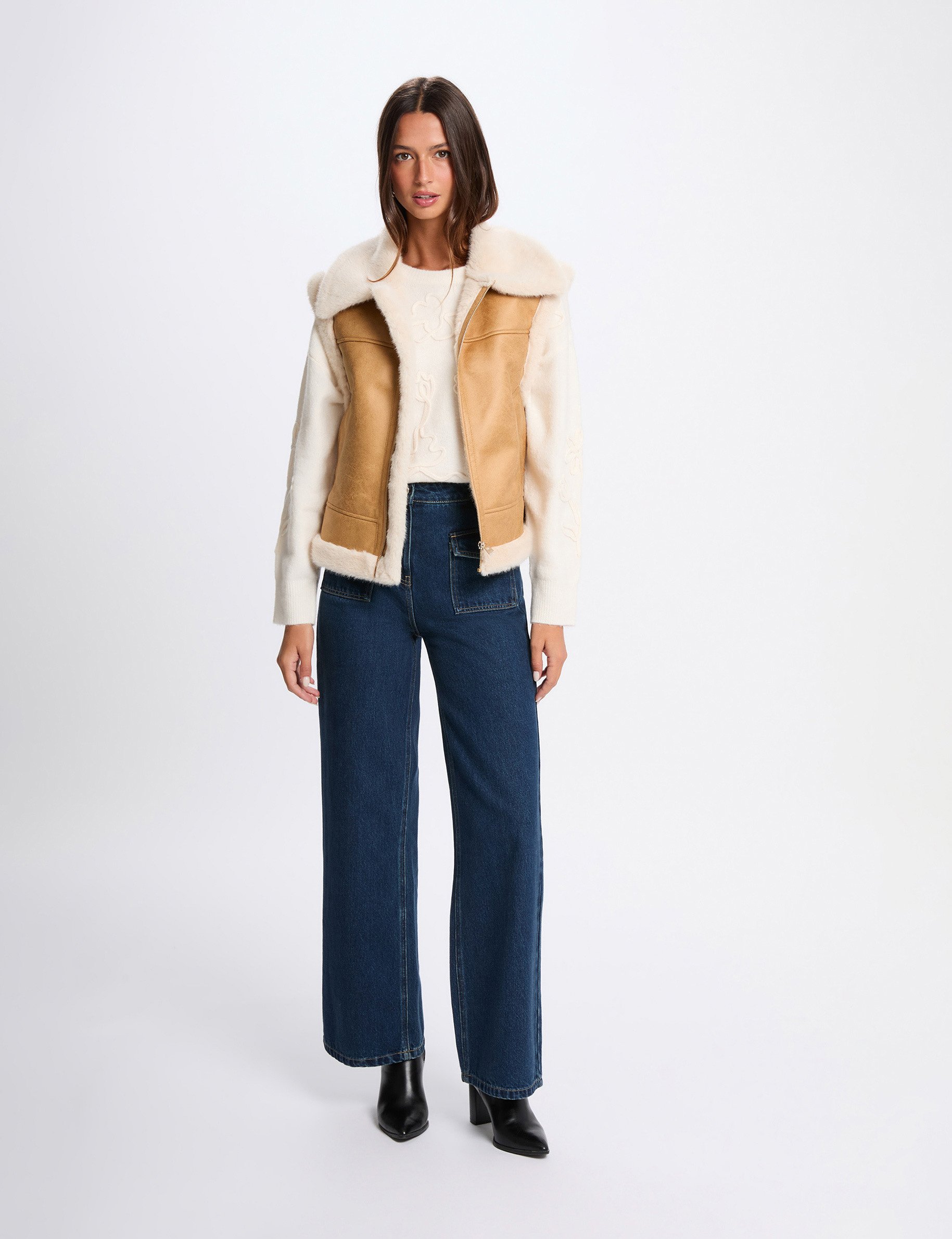 Gilet van imitatiebont camel vrouw