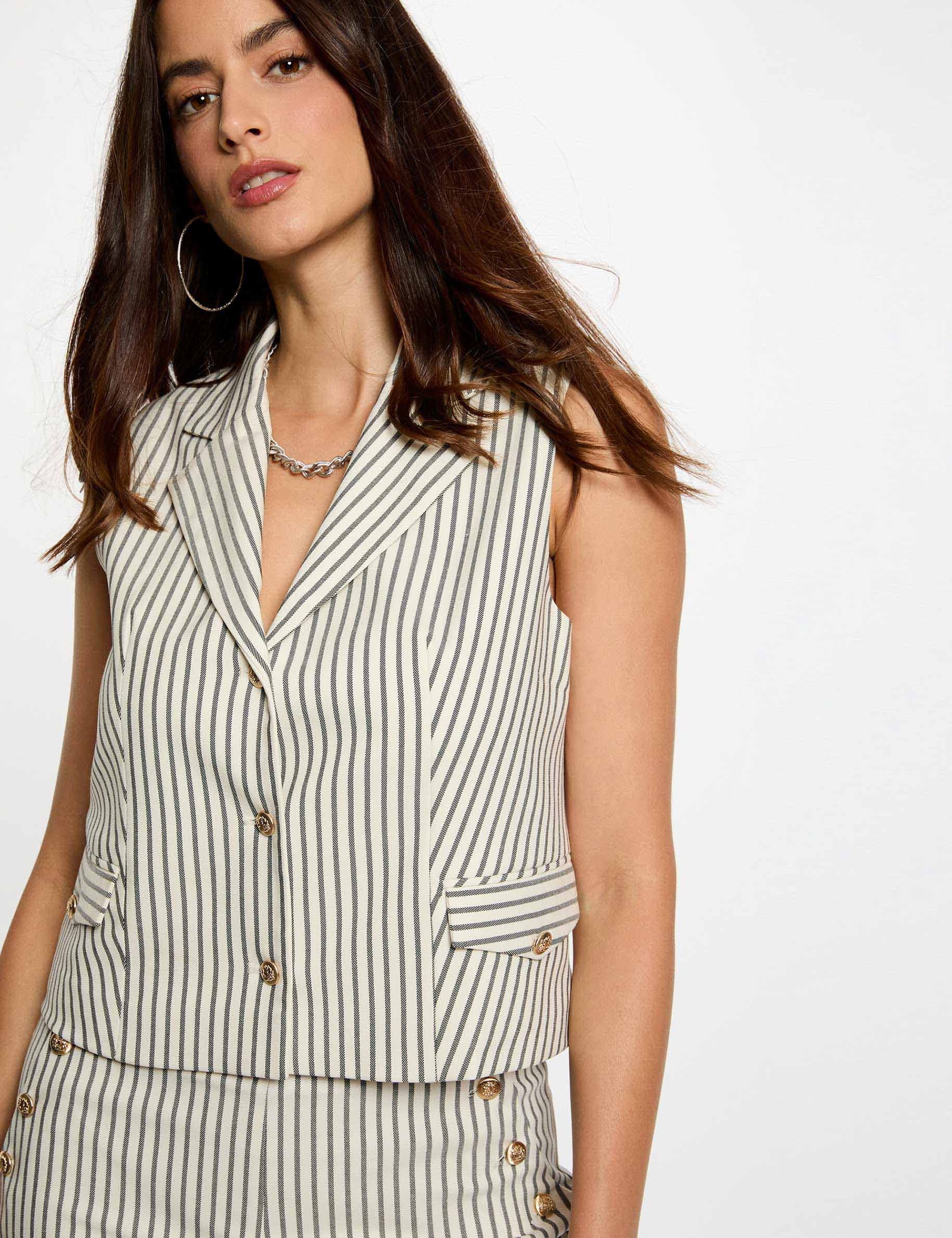 veste sans manches ajustee multicolore femme Veste sans manches ajustée multicolore femme