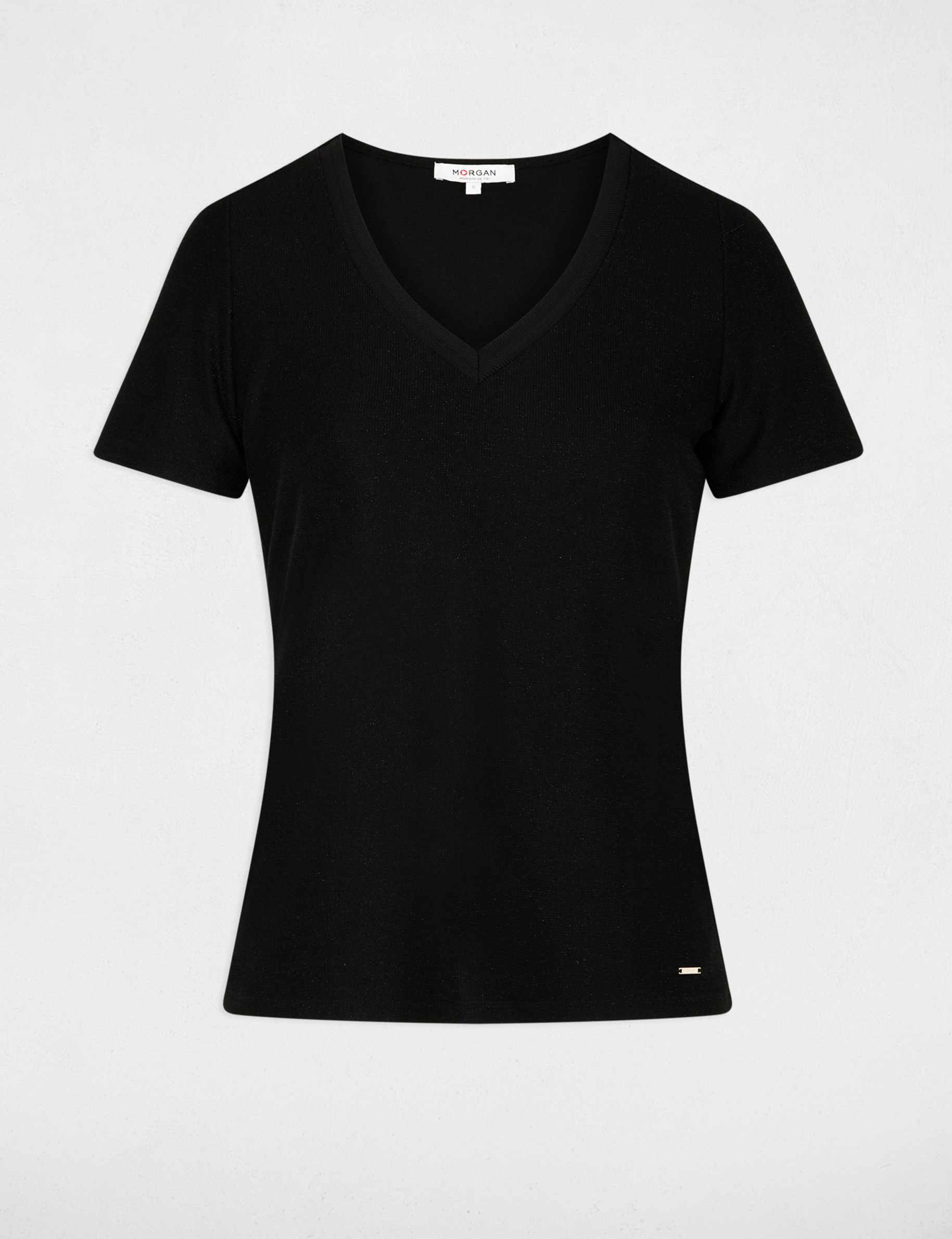 Getailleerd V-hals T-shirt zwart vrouw