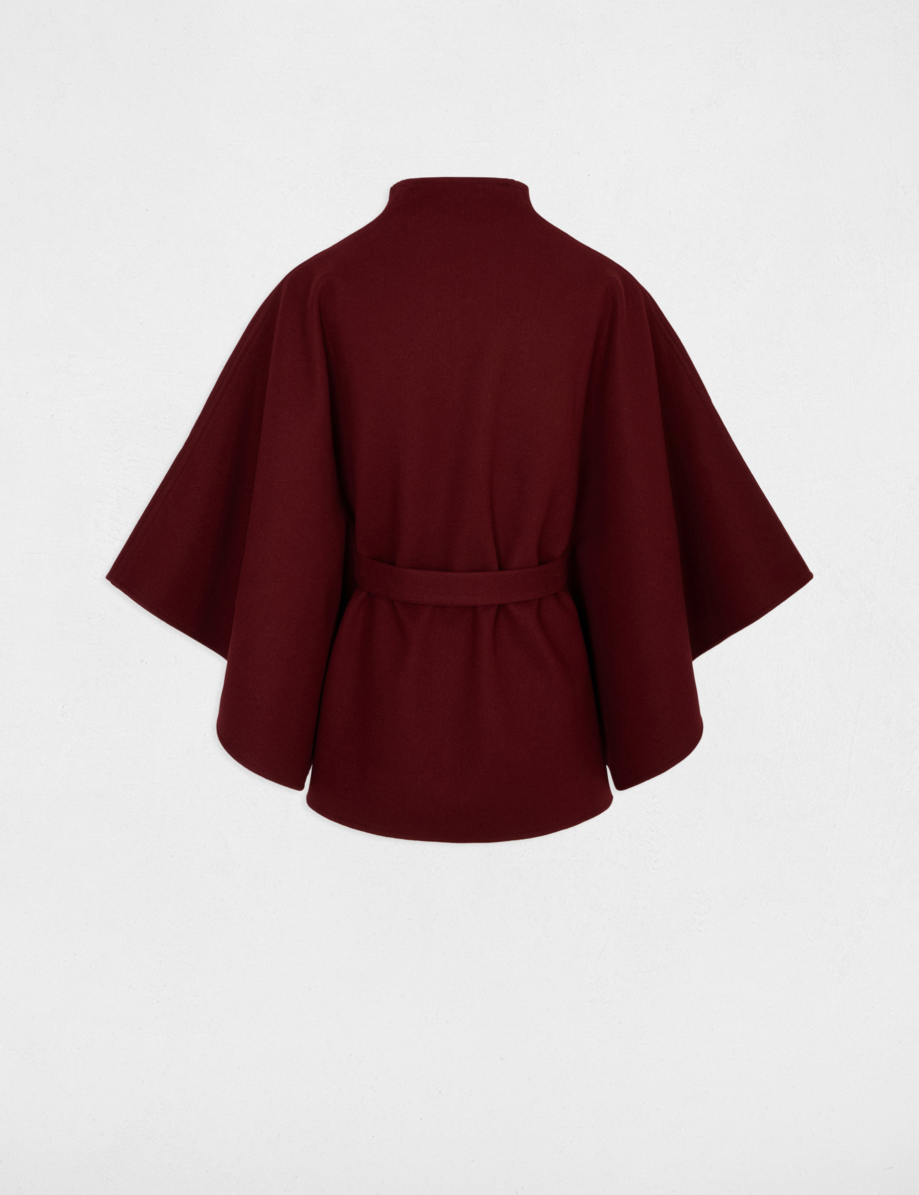 Cape met ceintuur bordeaux vrouw