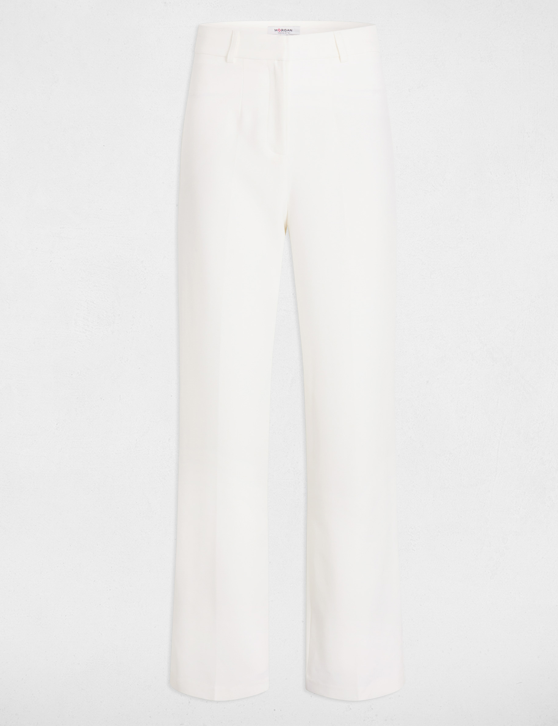 Rechte broek met plooitjes helder wit vrouw