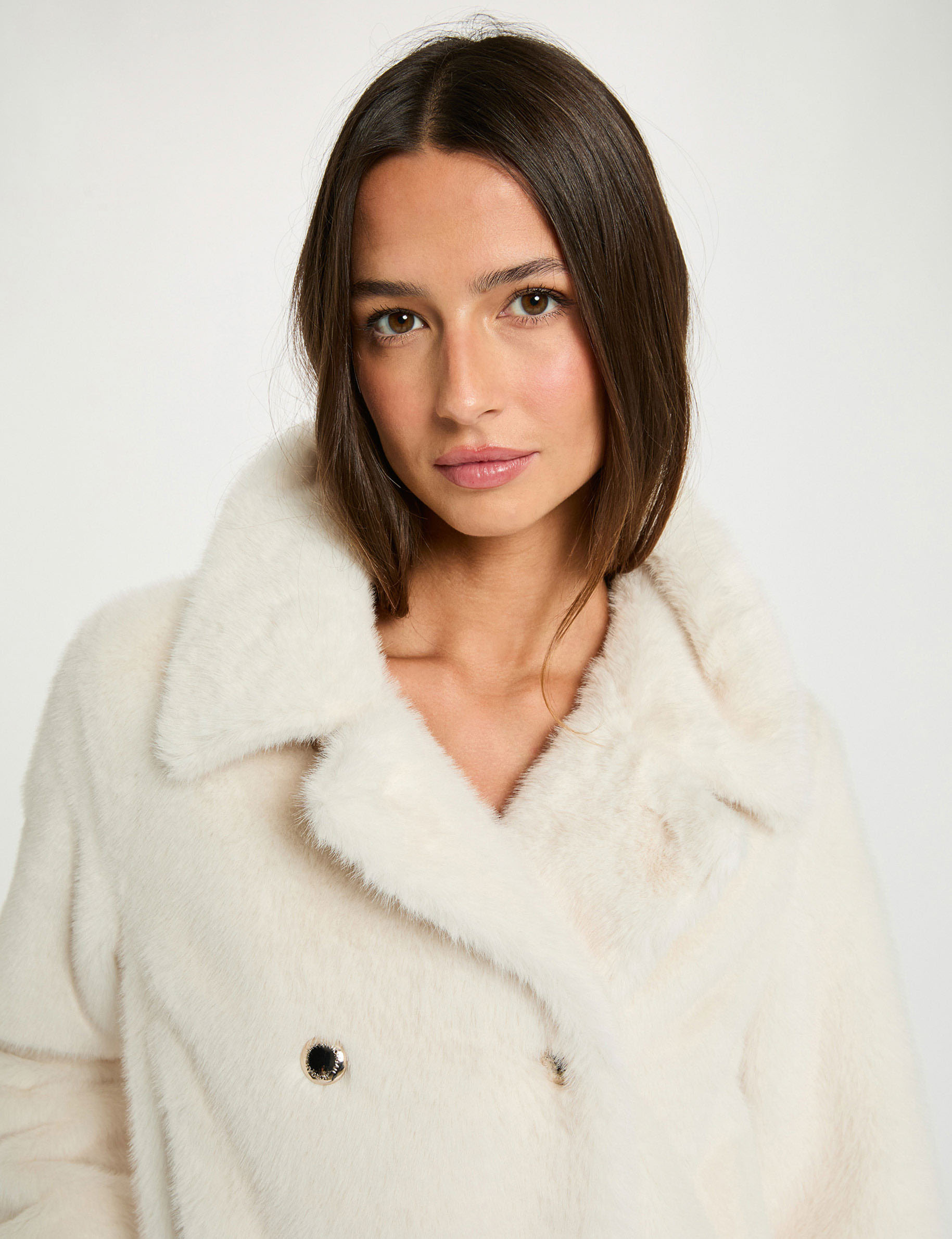 manteau droit boutonne ivoire femme Manteau droit boutonné ivoire femme