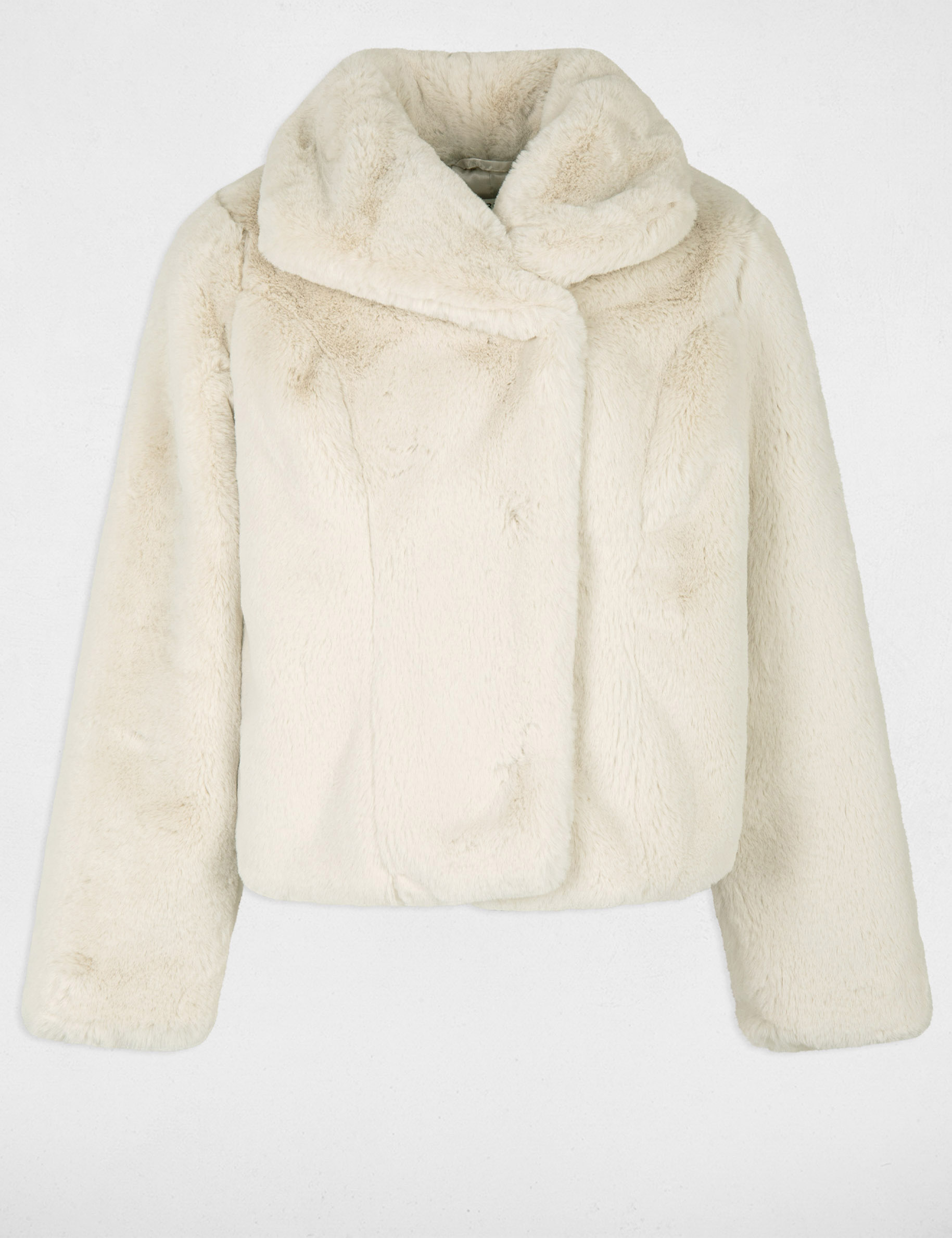 Manteau imitation fourrure ivoire femme