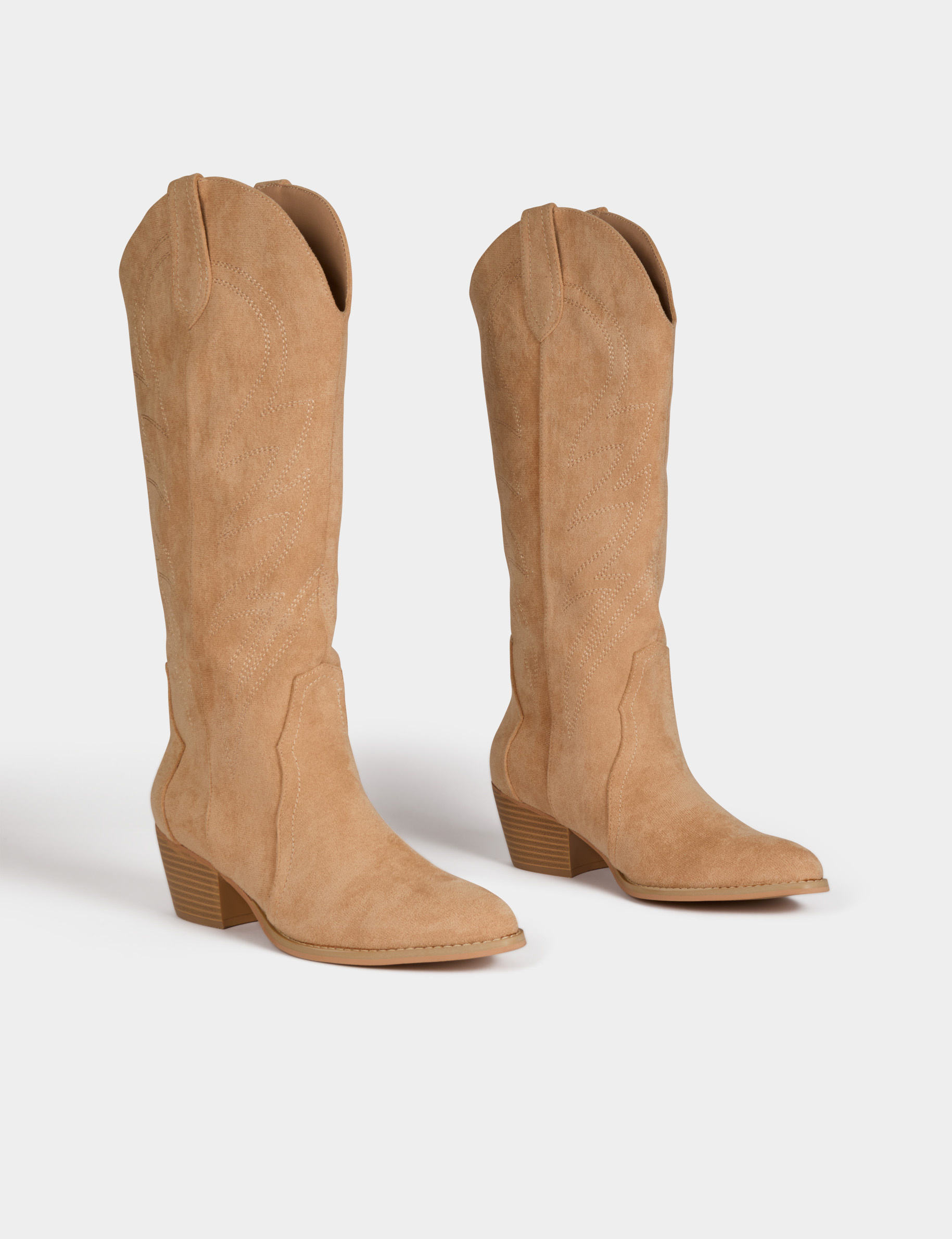 Botte western su&eacute;dine beige femme
