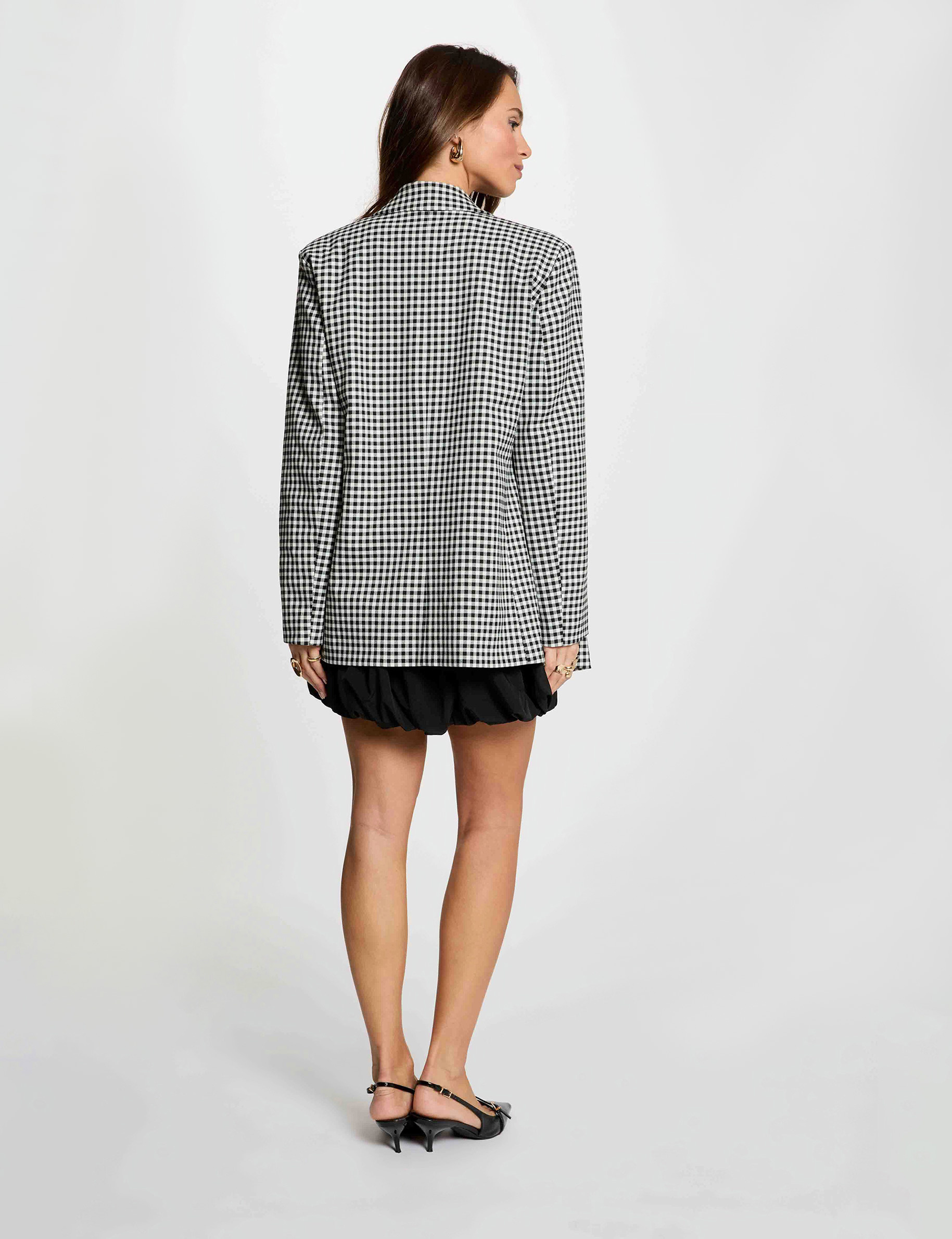Oversized blazer met reverskraag zwart vrouw