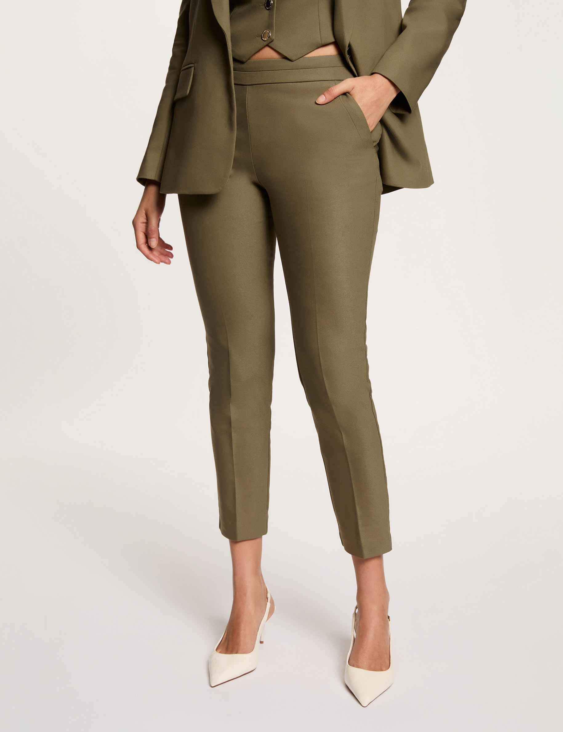 7/8 broek met ceintuur brons vrouw