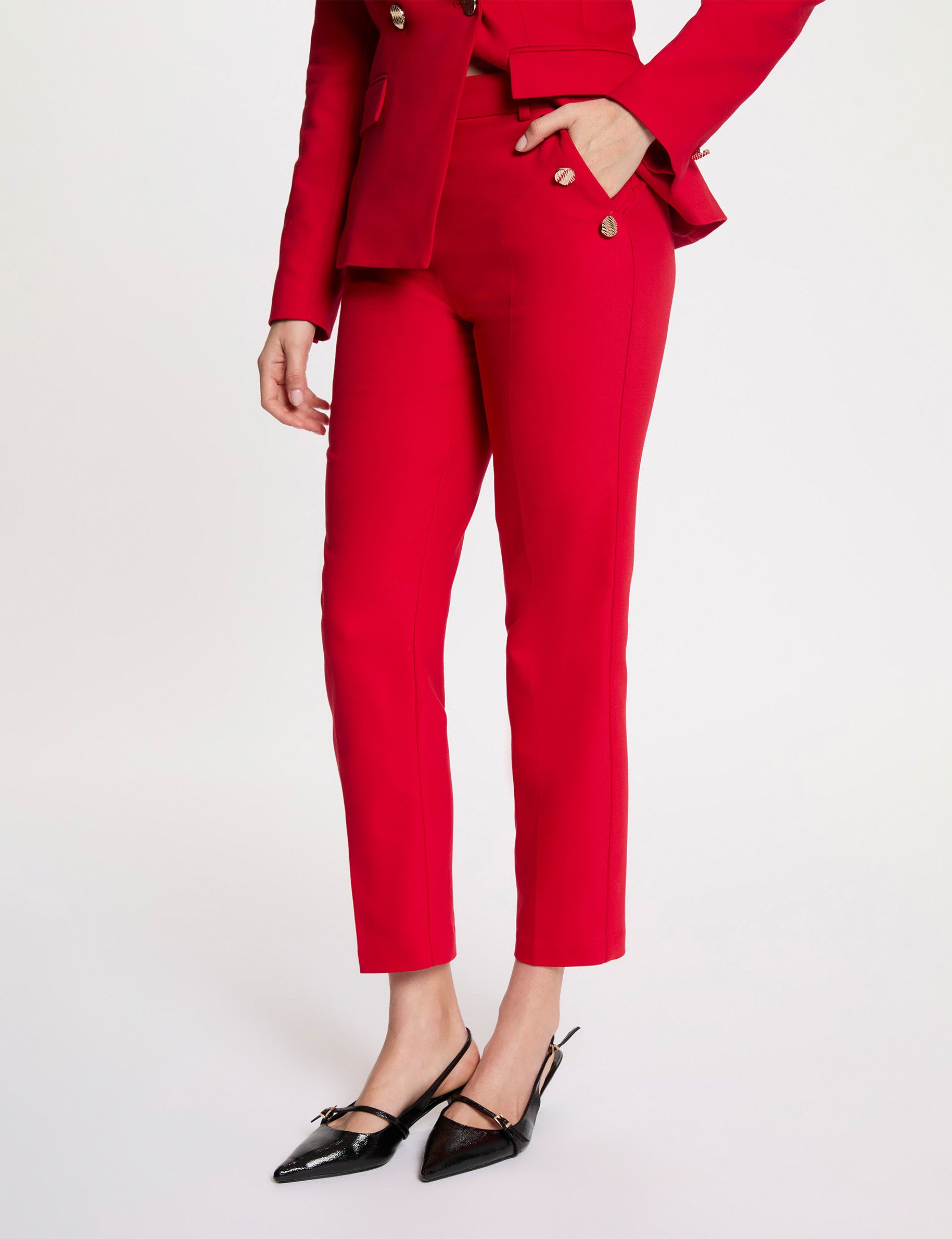 7/8e sigarettenbroek rood vrouw