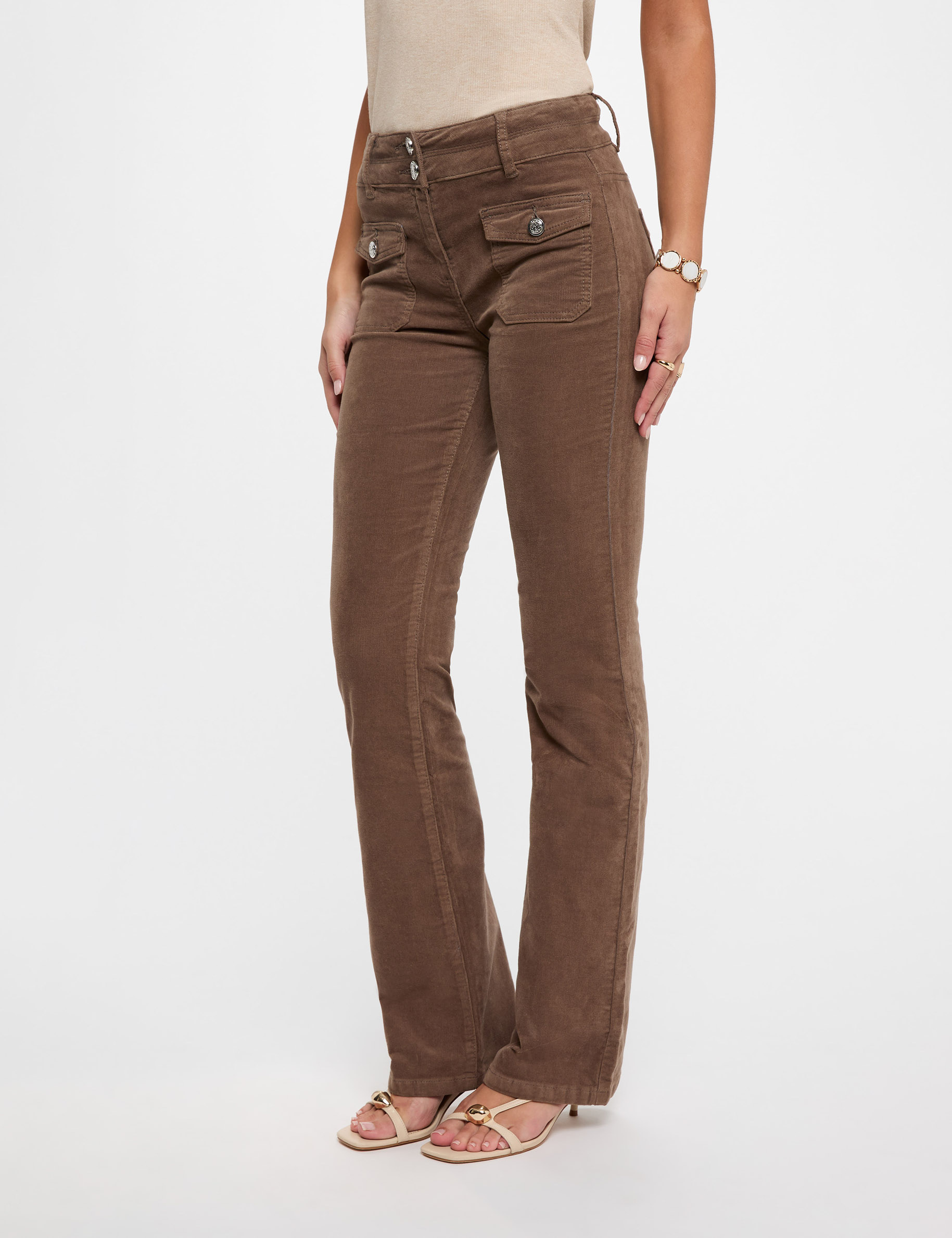 Broek van corduroy brons vrouw