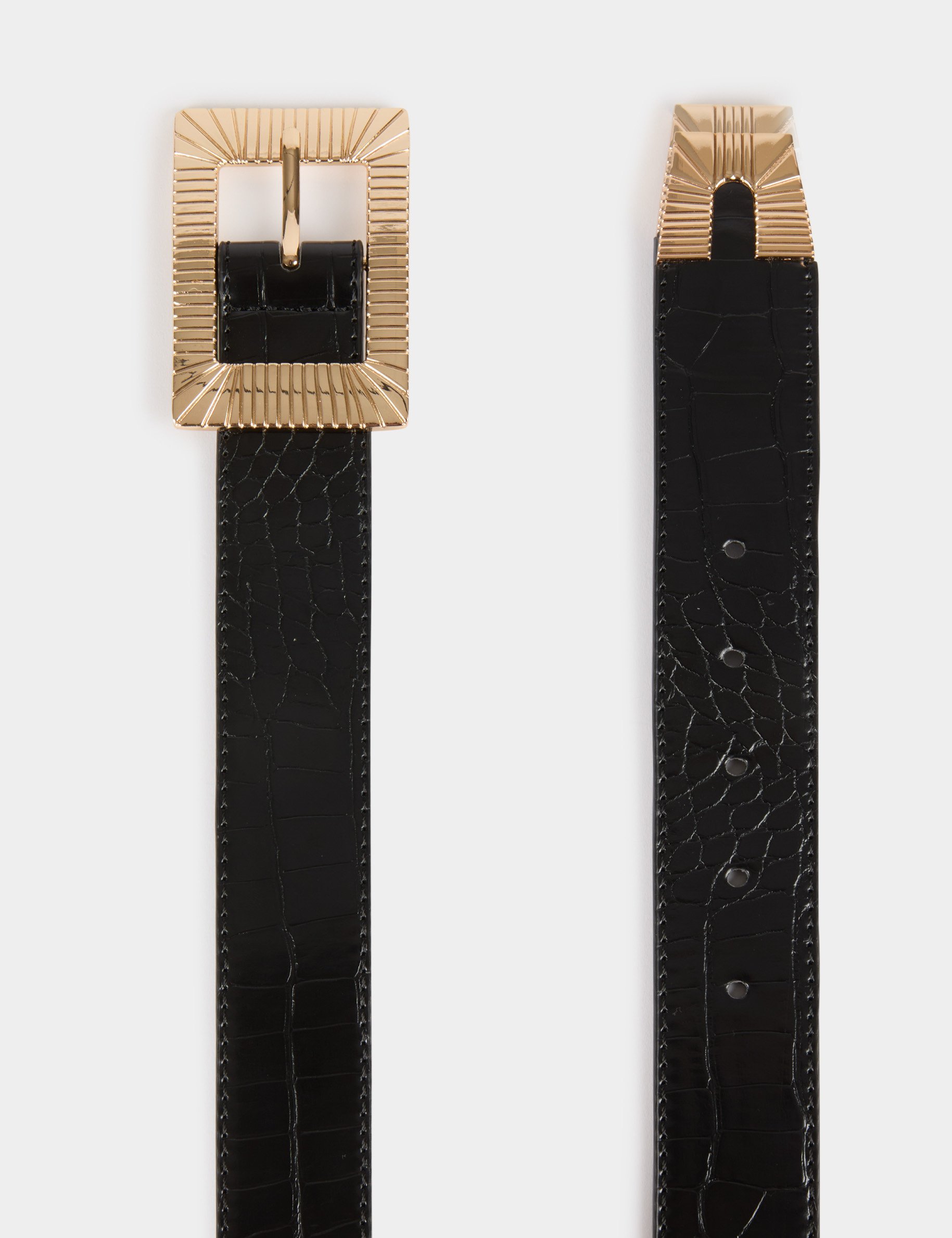 Ceinture aspect croco noir femme
