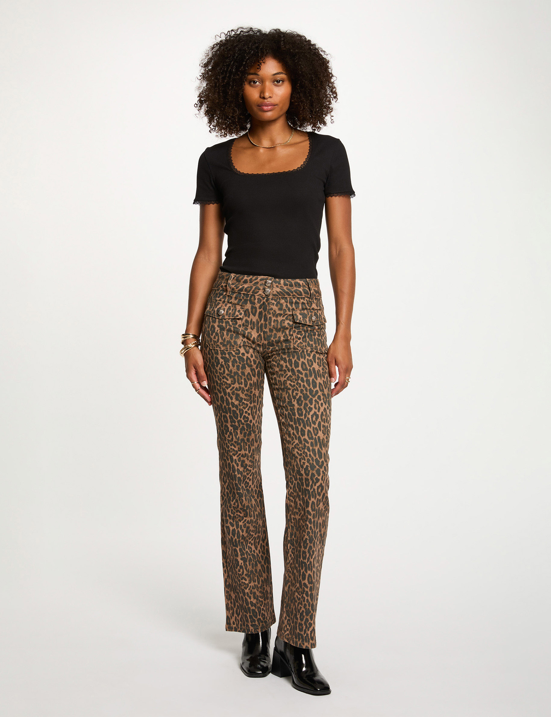 jean bootcut taille haute multicolore femme Jean bootcut taille haute multicolore femme