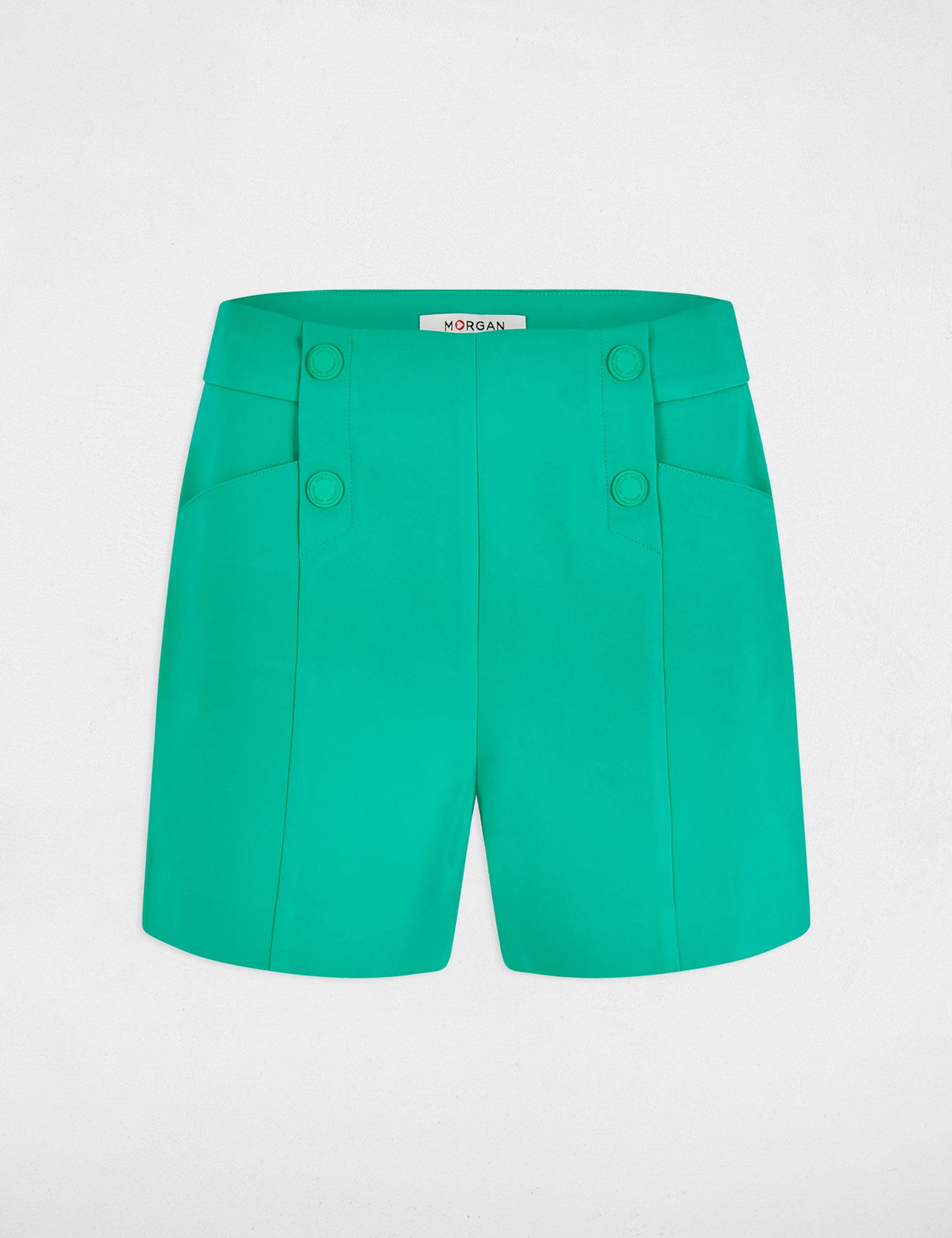 rechte short met plooien emerald groen vrouw Rechte short met plooien emerald groen vrouw