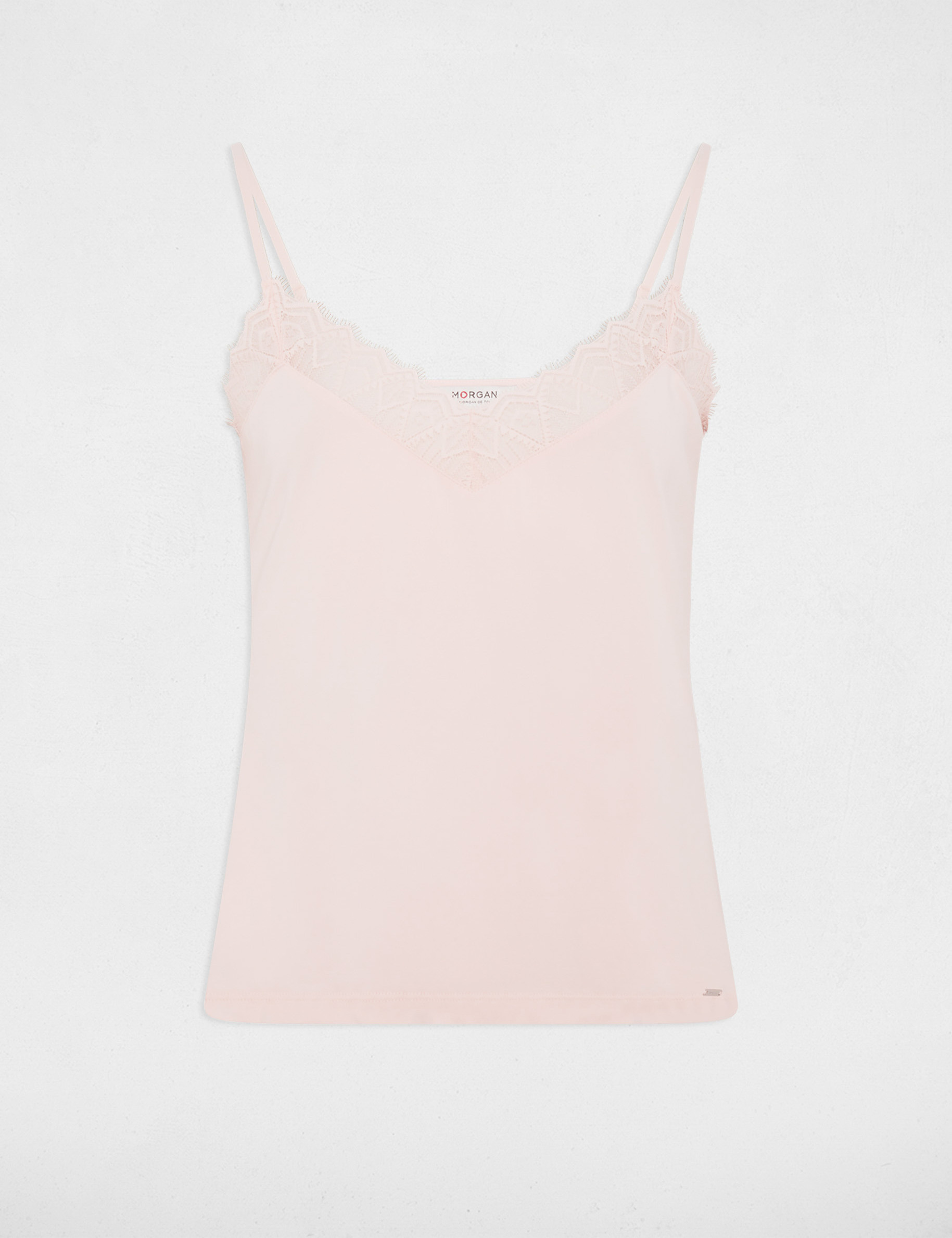 D&eacute;bardeur &agrave; dentelle rose clair femme