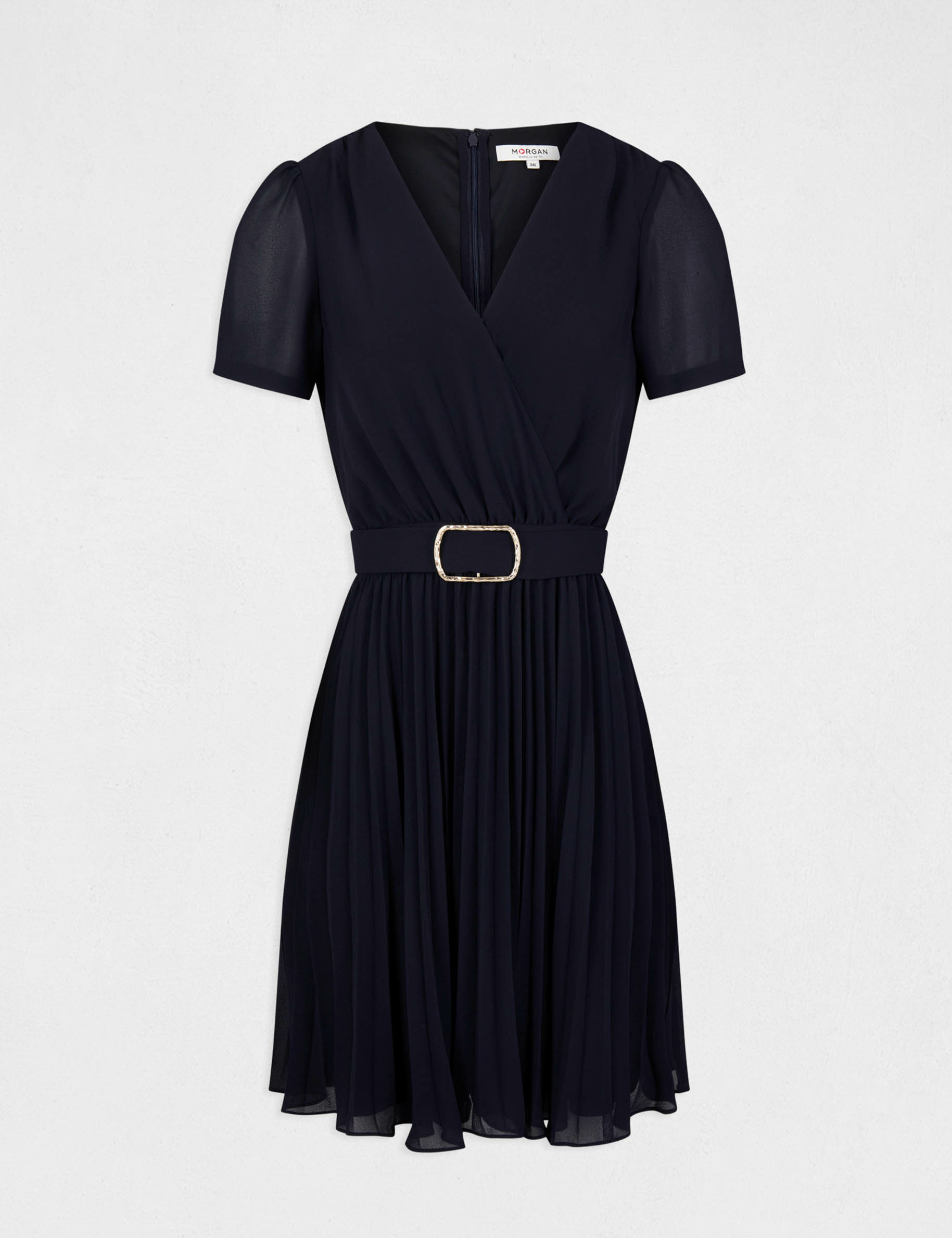 Robe patineuse bas plissé marine femme Robe patineuse bas plissé marine femme