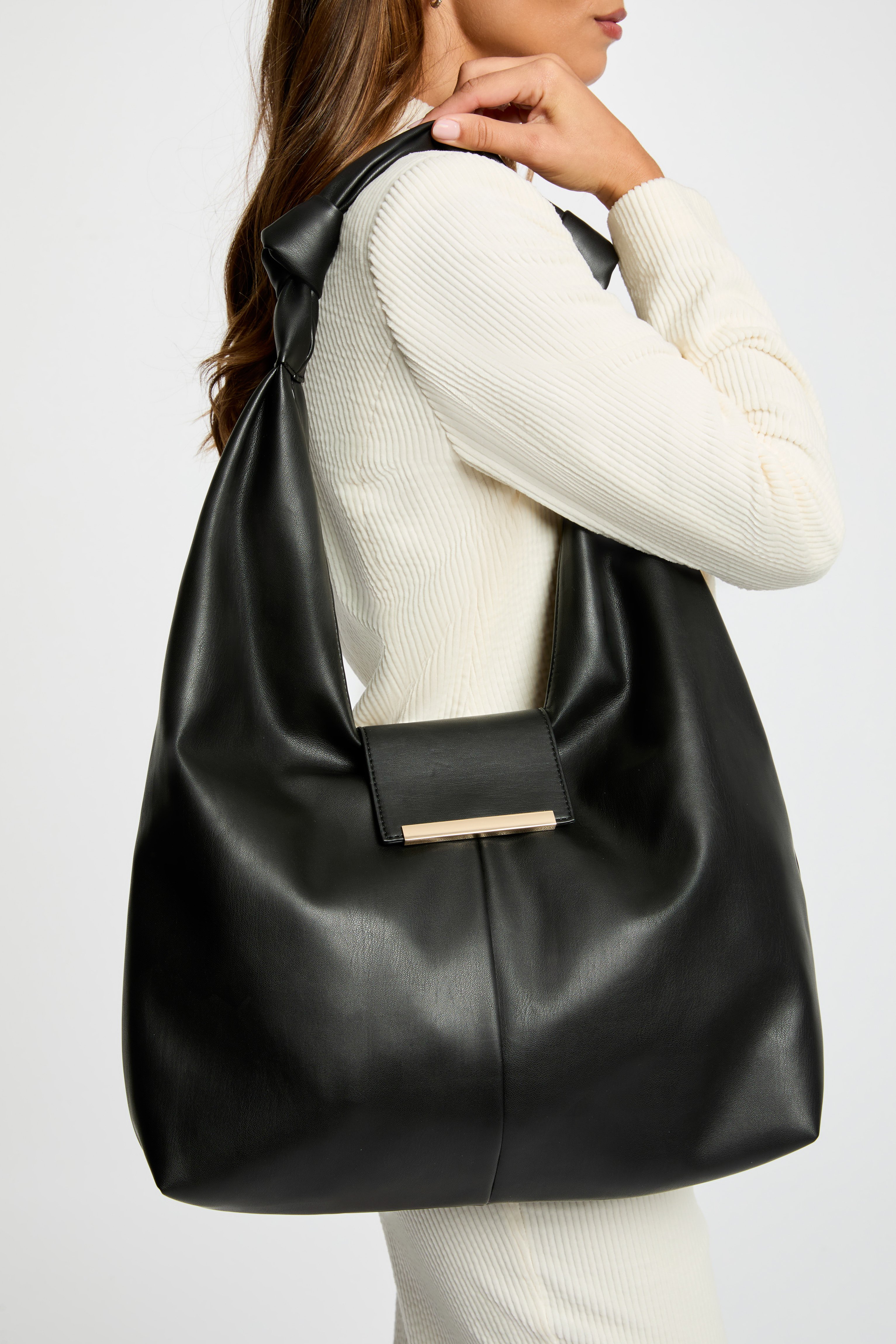 sac demi lune a noeuds noir femme Sac demi-lune à noeuds noir femme