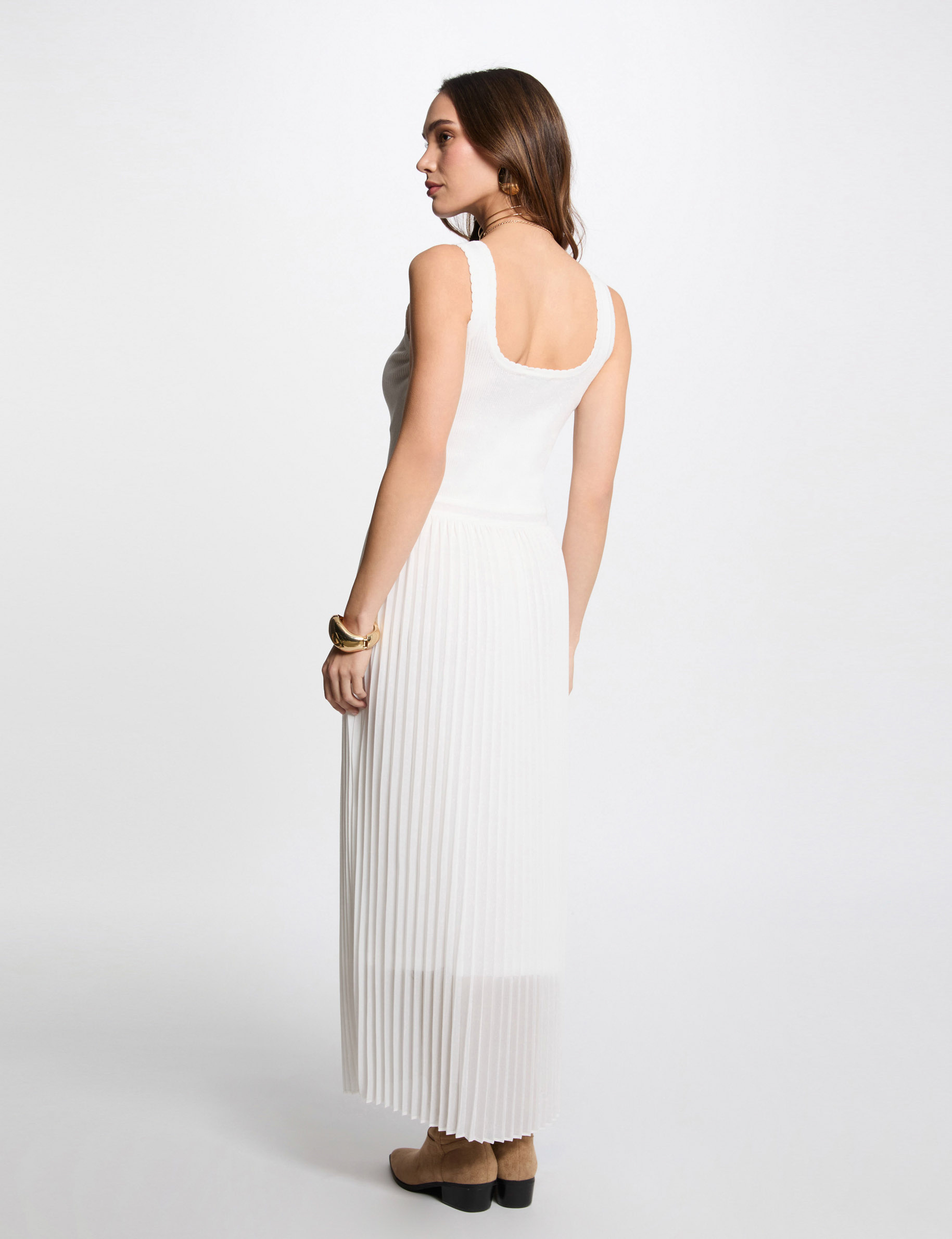robe tricot longue cintree ivoire femme Robe tricot longue cintrée ivoire femme