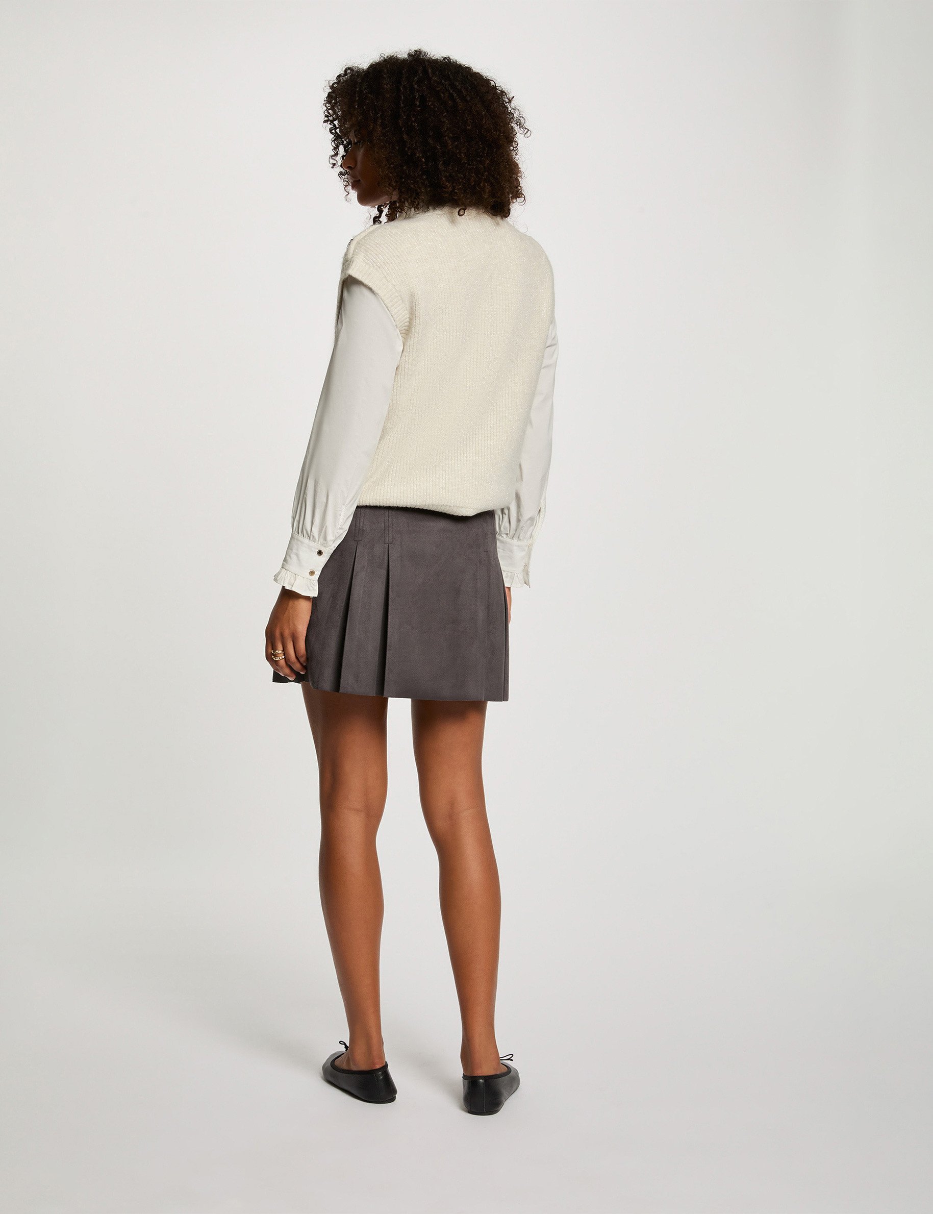 jupe courte suedine gris fonce femme Jupe courte suédine gris foncé femme