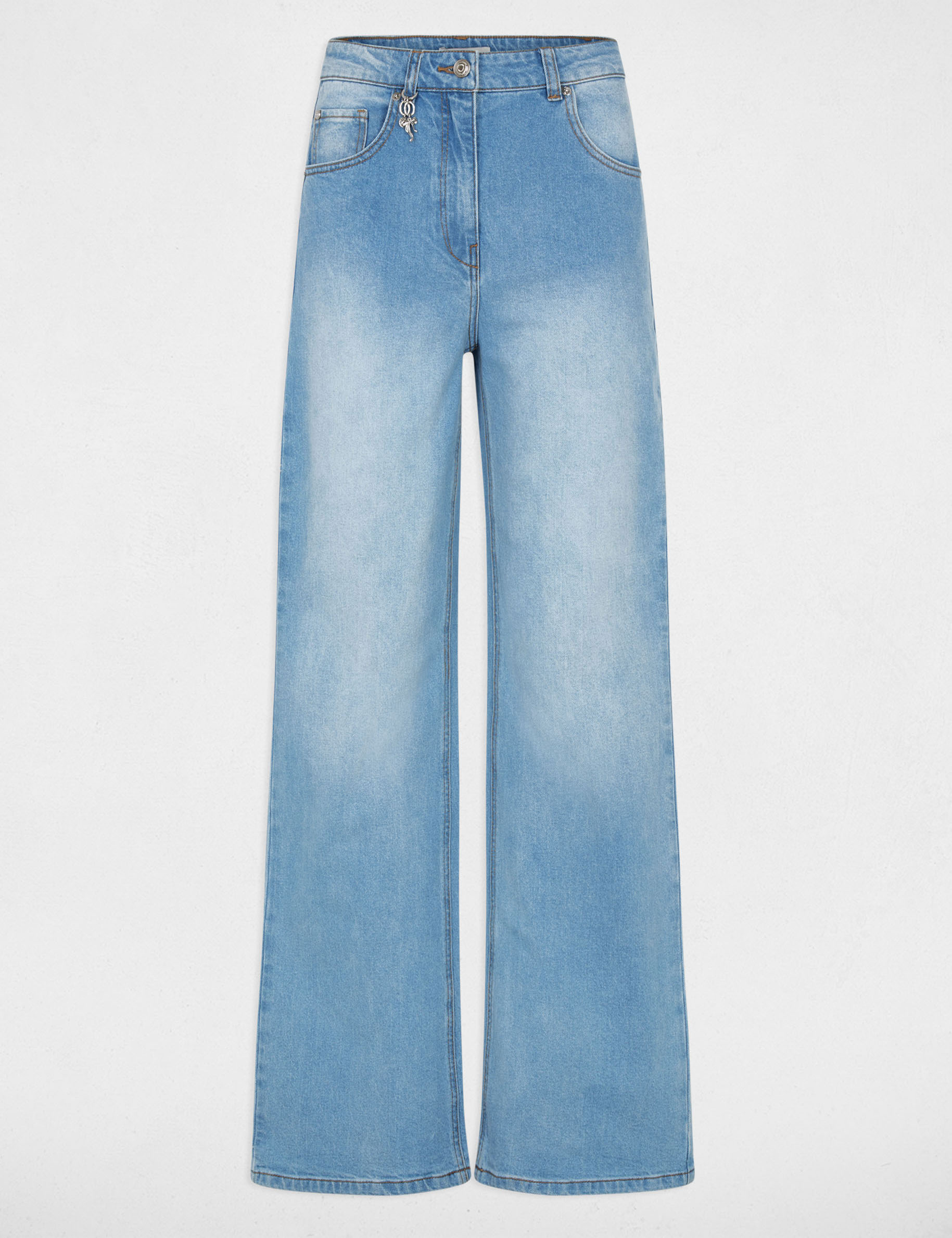 Jean large taille haute denim double stone femme